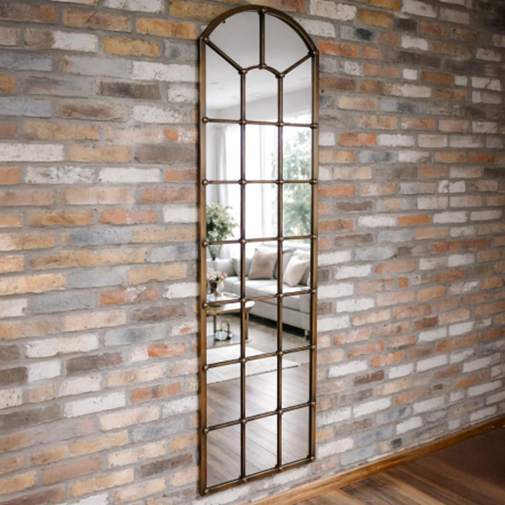 Window Mirror - Arch - Antique Bronze - Metal - 51cm x 190cm