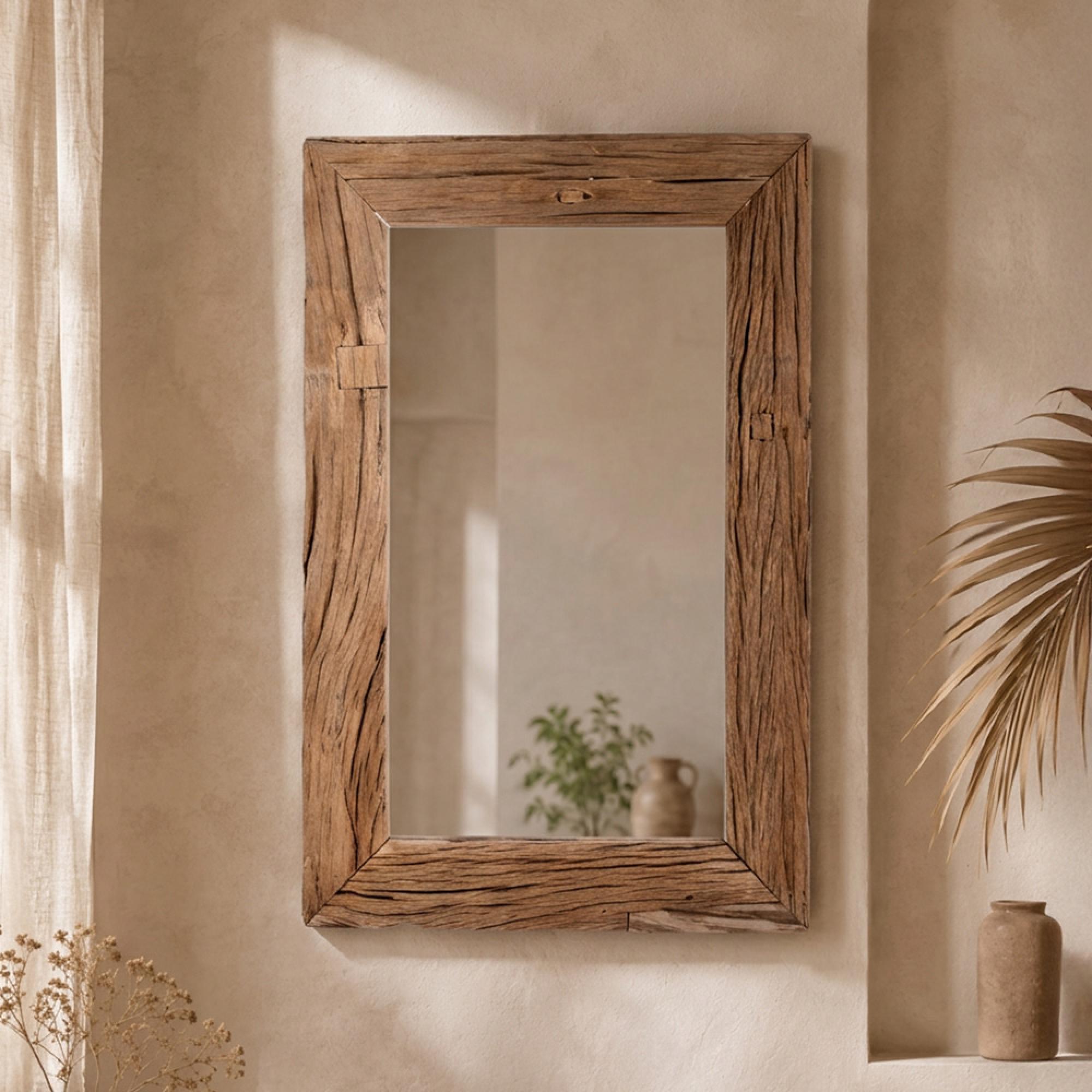 Wall Mirror - Natural Weathered - Wooden - 60cm x 90cm
