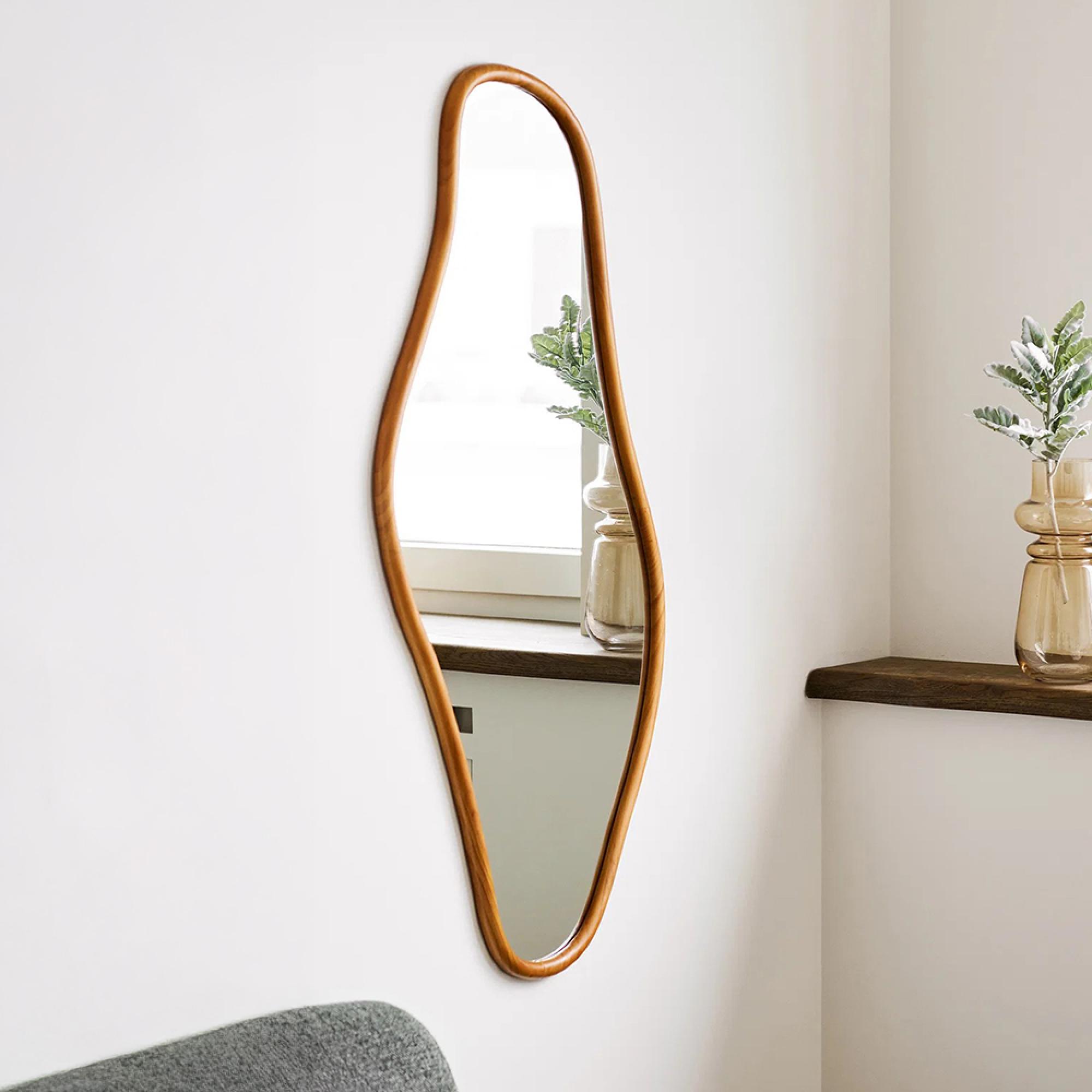 Brandsby Wall Mirror - Abstract - Natural - Pine Wood - 60cm x 120cm