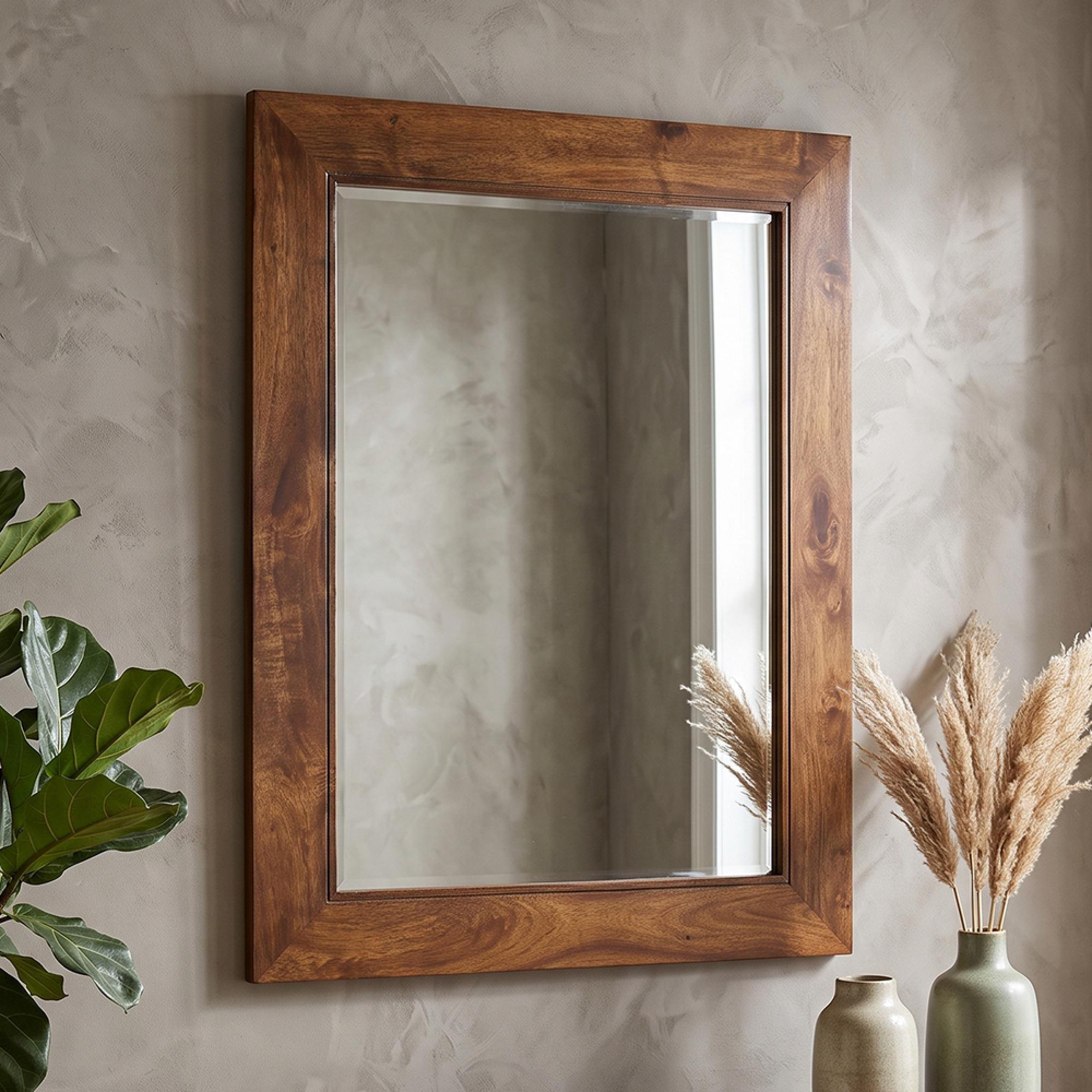 Dakota Wall Mirror - Dark Mango Wood - 90cm x 60cm