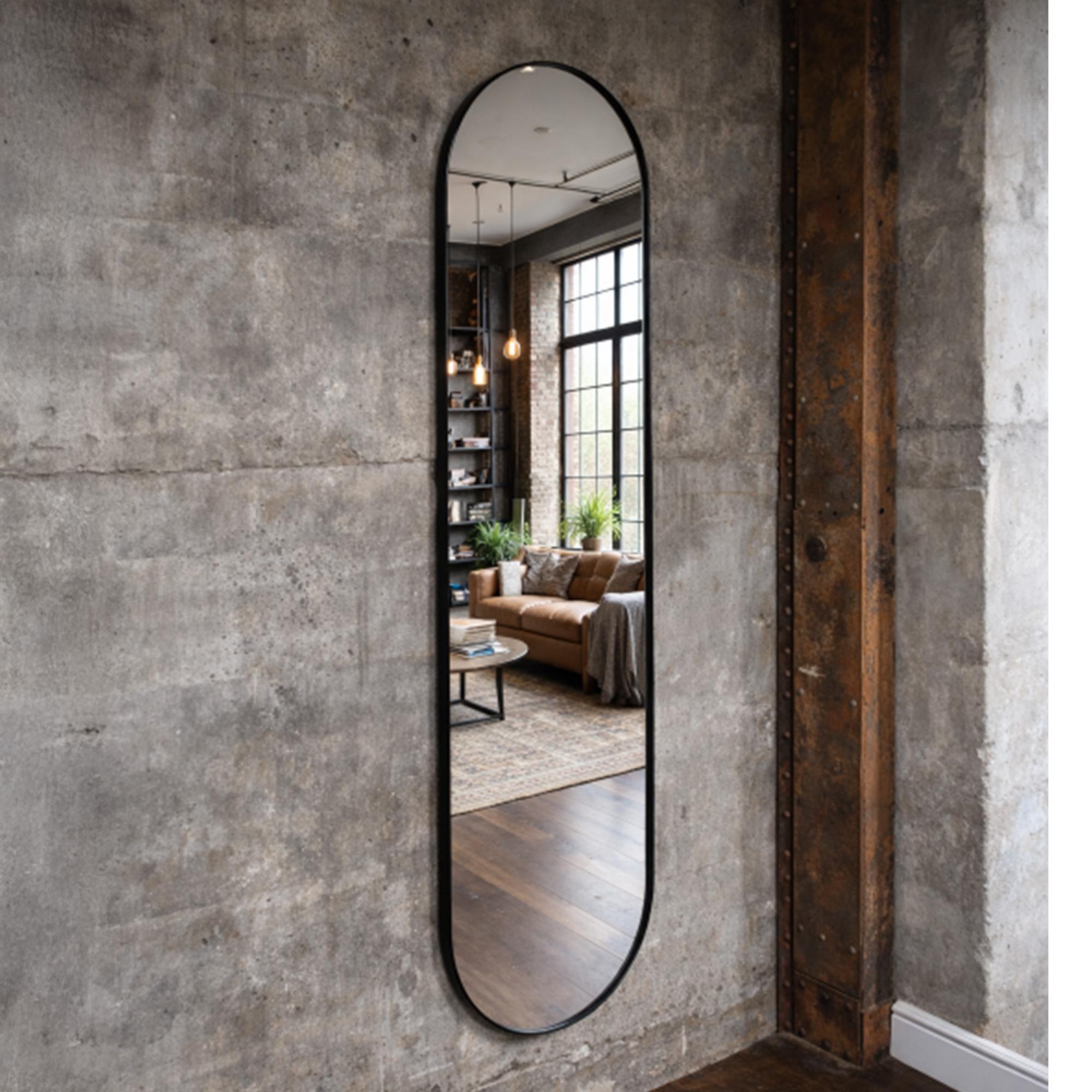 Wall Mirror - Oval - Black - Metal - 50cm - 181cm