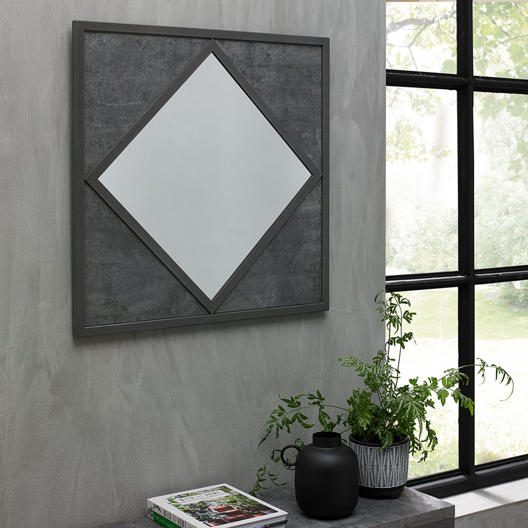 Renzo Zinc & Dark Grey Wall Mirror - Square