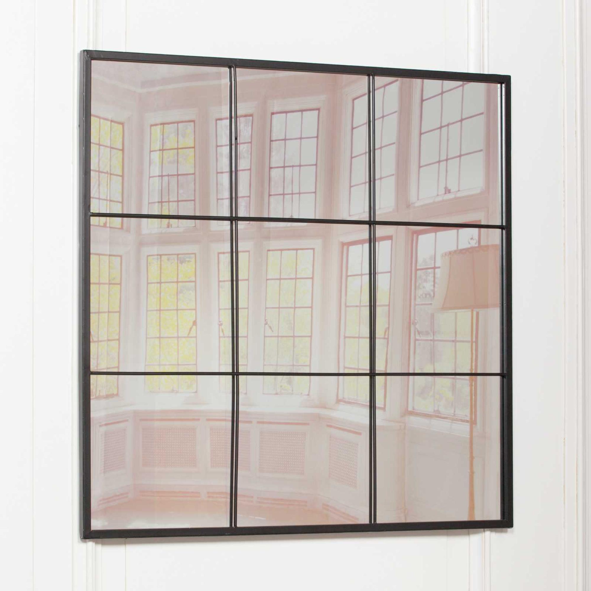 Window Mirror - Black Metal - Square - 90cm x 90cm