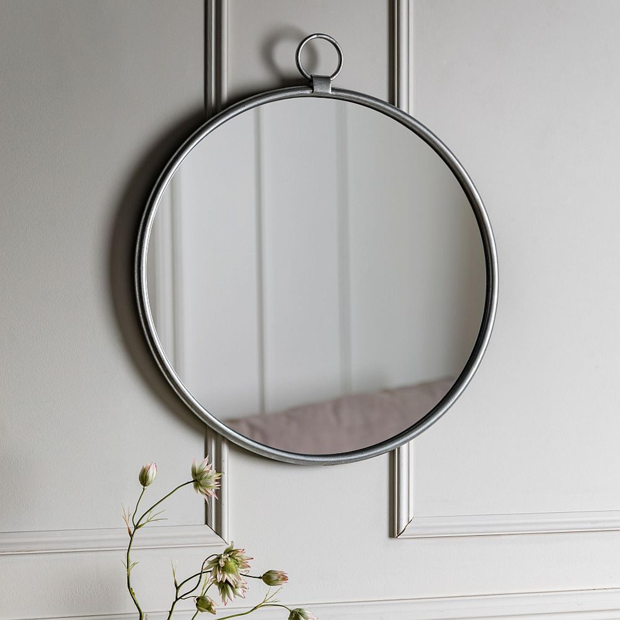 Clearance - Collins Round Mirror - 61cm x 70cm - Silver - A209