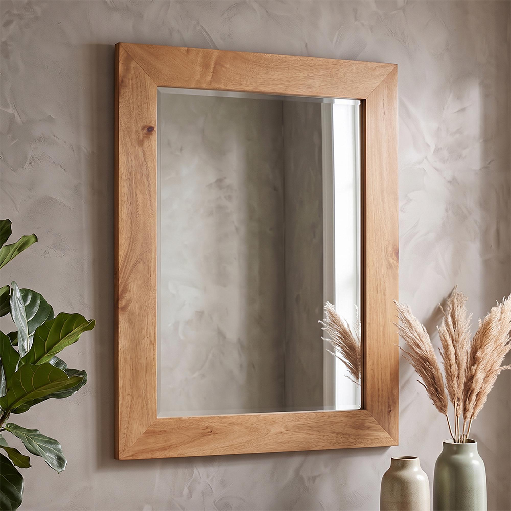 Dakota Wall Mirror - Light Mango Wood - 90cm x 60cm