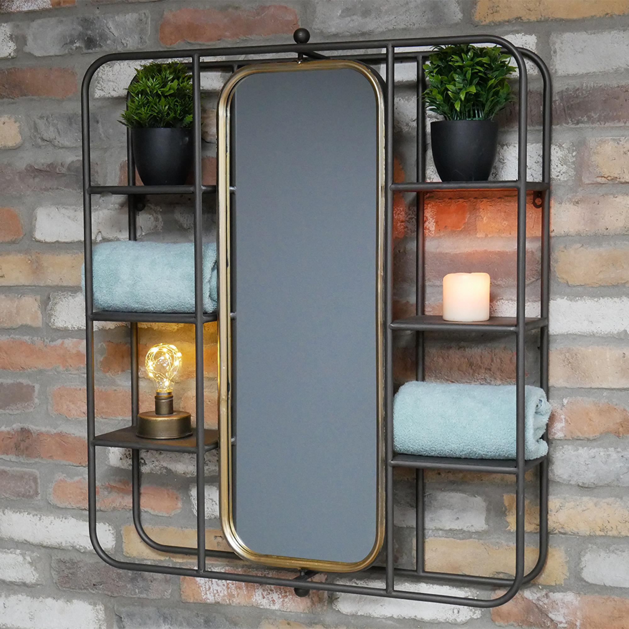 Wall Unit - Black Metal - with Mirror