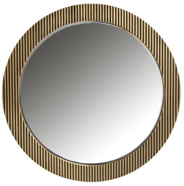Ironville Brass Ribbed Round Wall Mirror