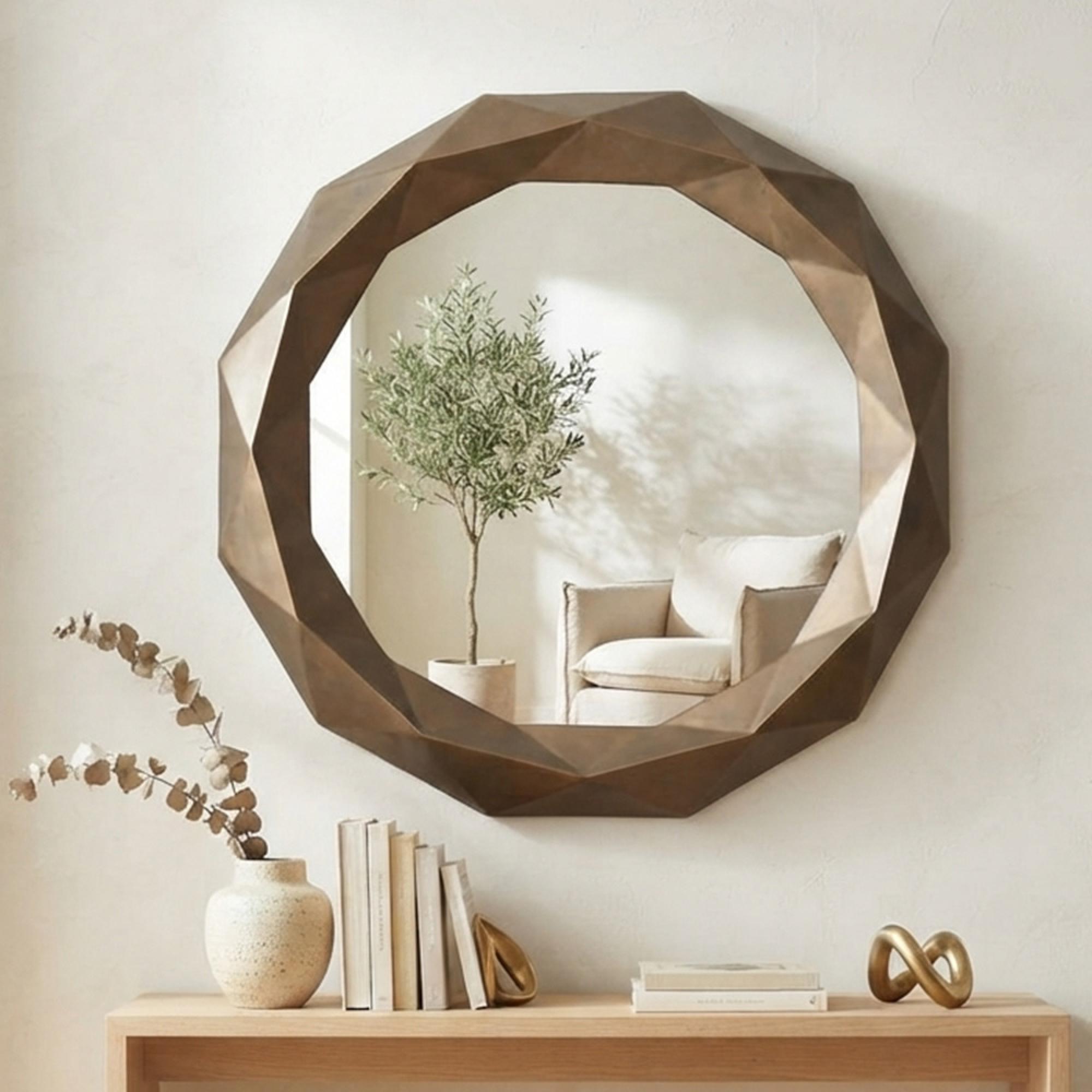 Jameli Wall Mirror - Round - Gold - Metal - 81.5cm x 7cm