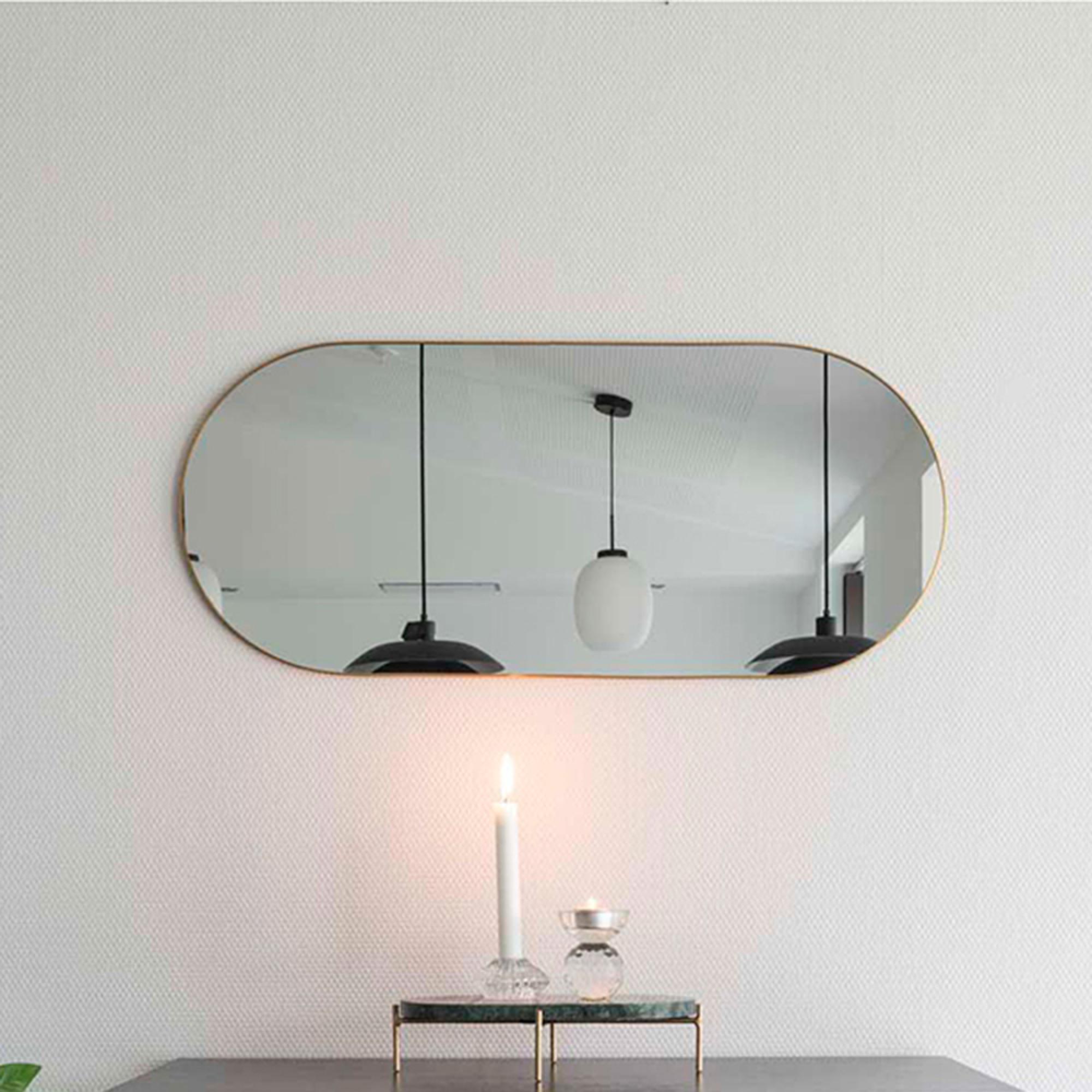 Jersey Mirror - Oval - Wall - Brass Finish - 35cm x 80cm