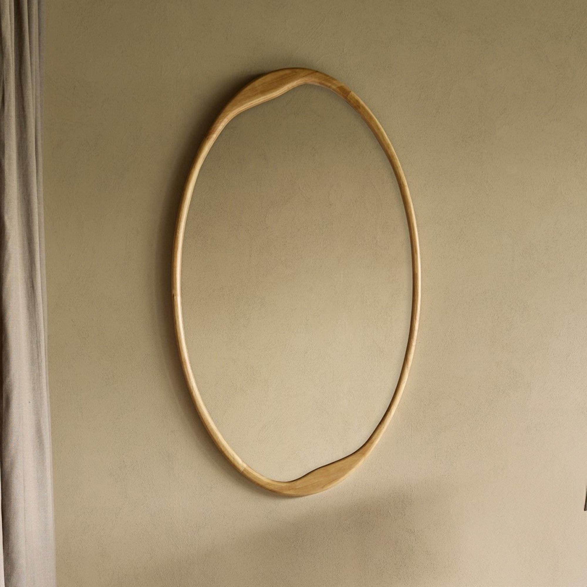 Hague Wall Mirror - Natural Wooden - Oval - 70cm x 119cm