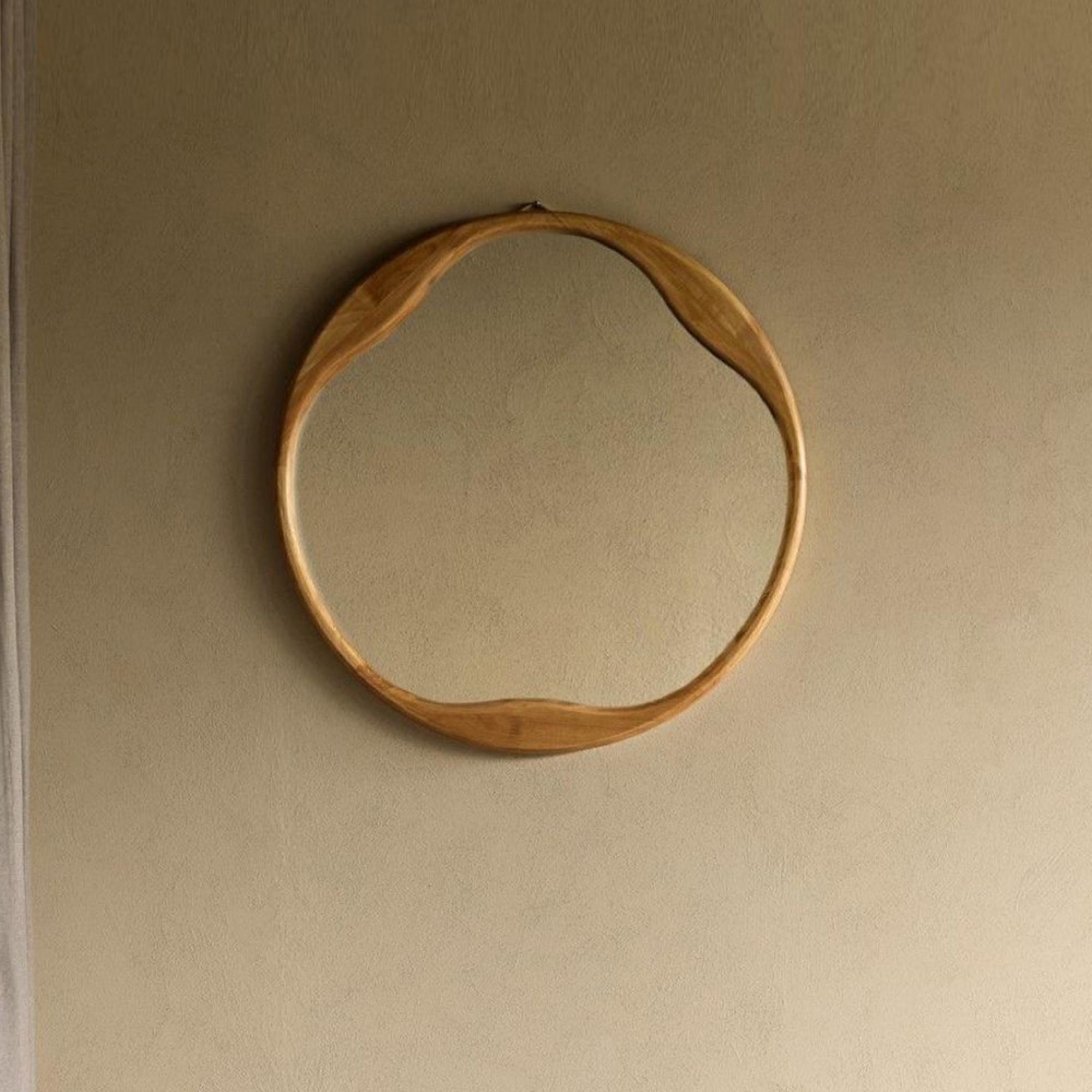 Hague Wall Mirror - Natural Wooden - Round - 70cm x 70cm