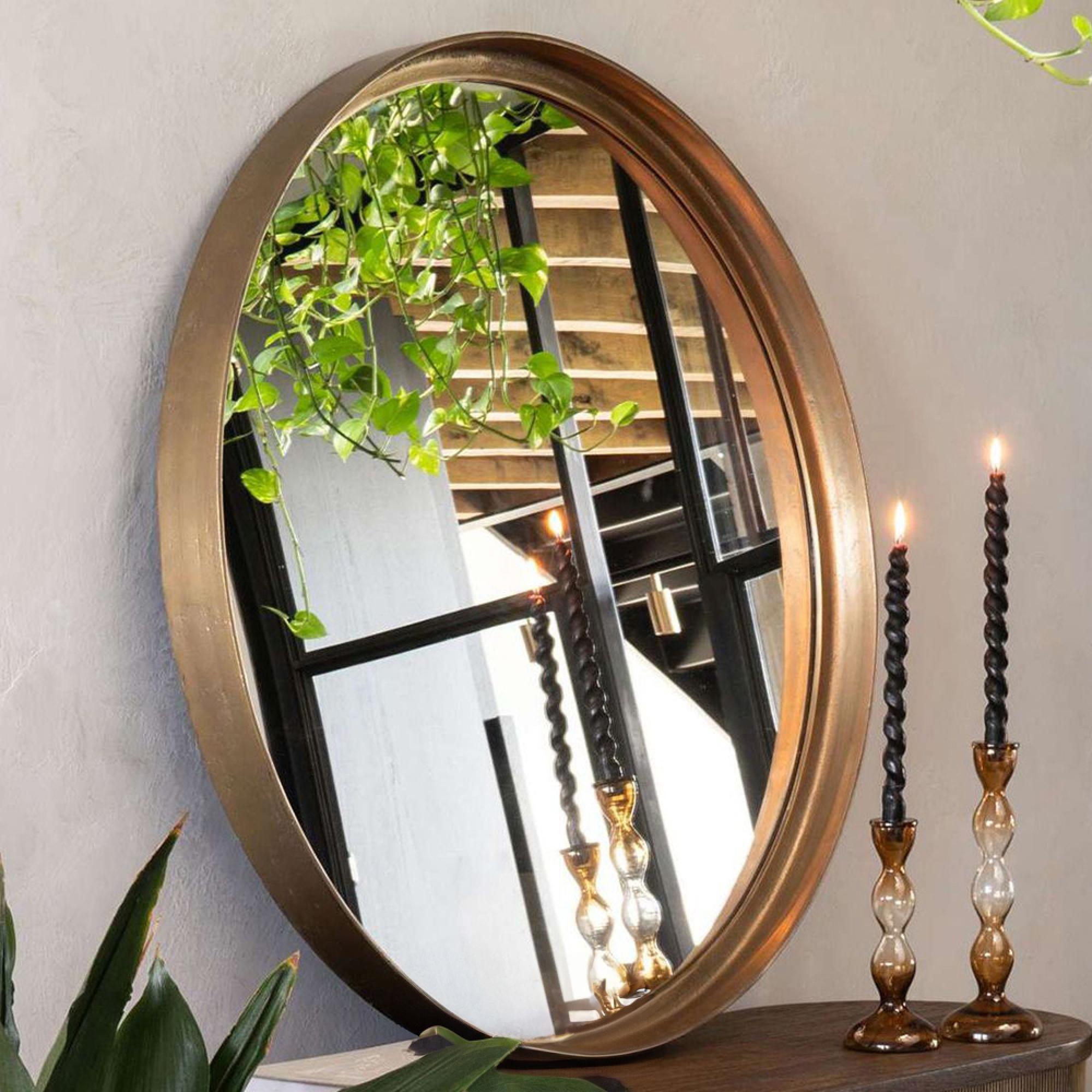 Oslo Wall Mirror - Antique Brass - Round - 100cm x 100cm