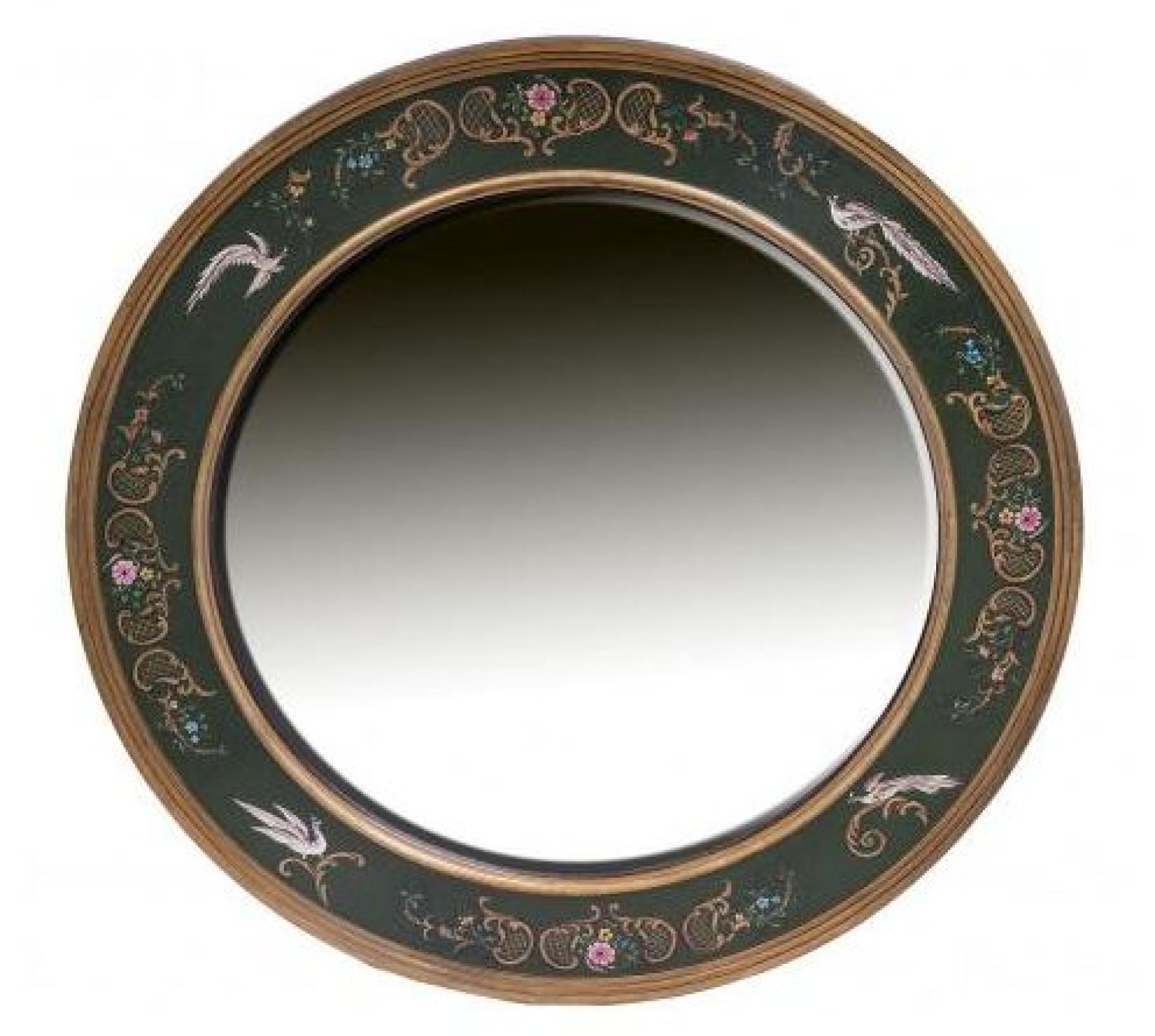 Meerut Wall Mirror - Large - Round - Fountain Design - Green