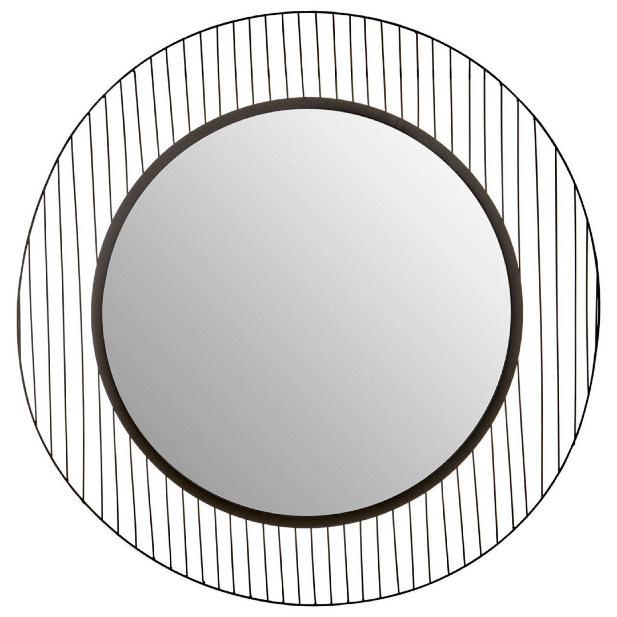 Trento Wall Mirror - Round - Black Linear