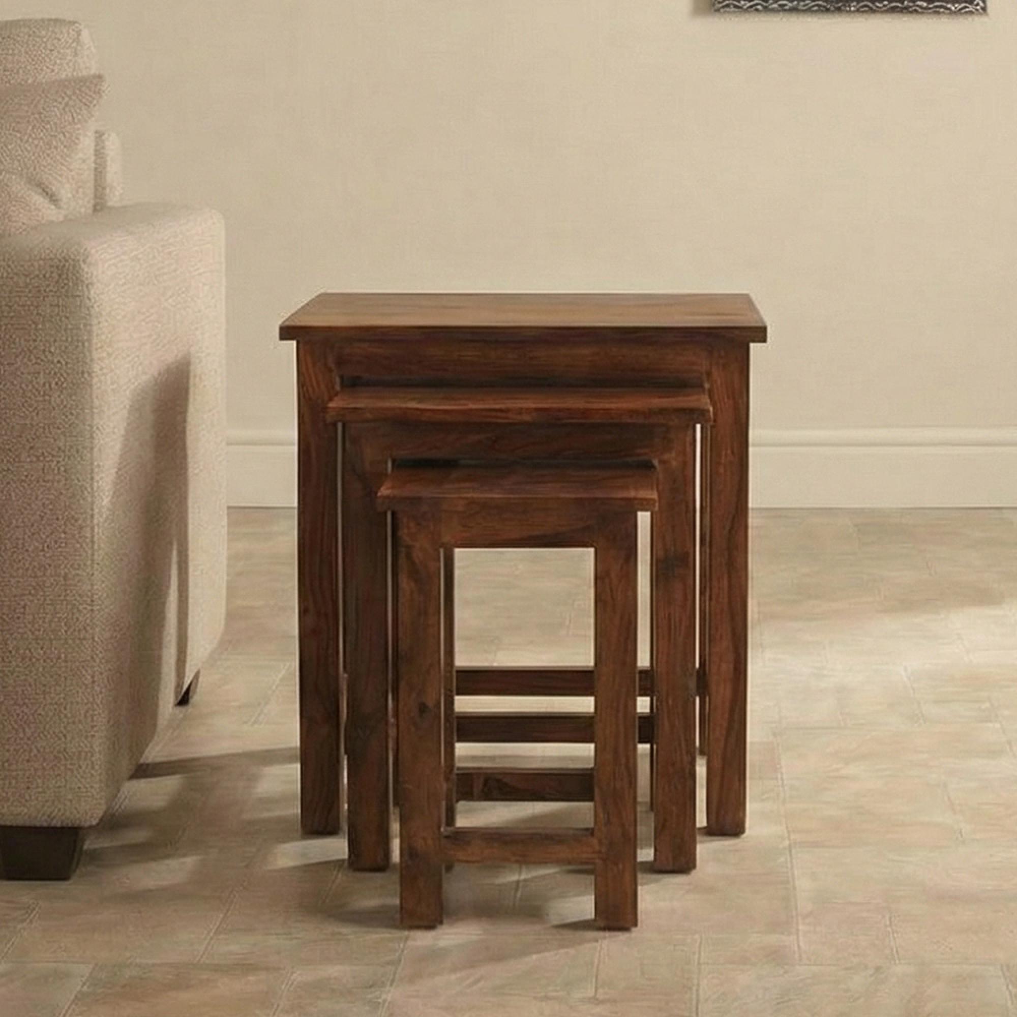 Indian Sheesham Chunky Nest of 3 Tables