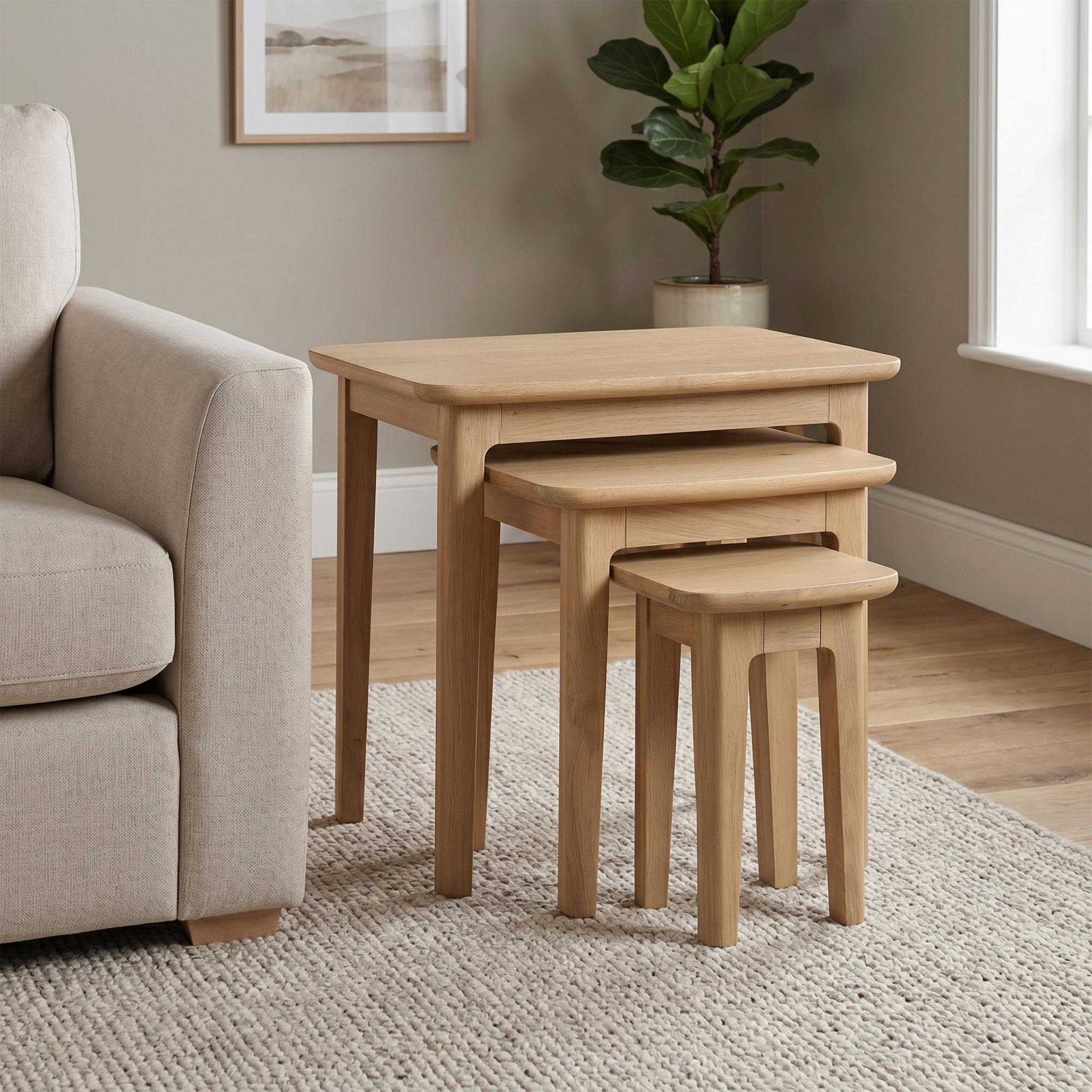 Cotswold Oak Nest of 3 Tables - Natural
