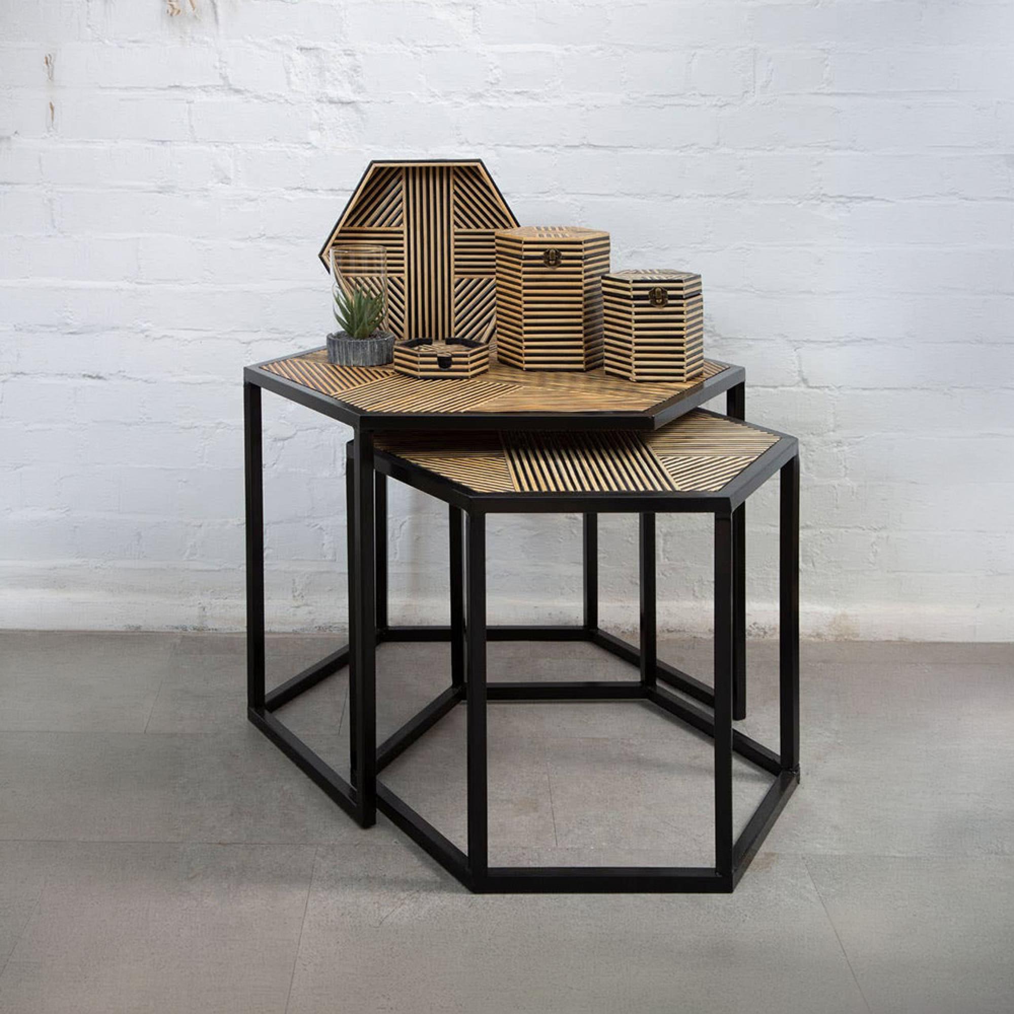 Babita Nest of 2 Tables - Hexagon - Black Metal
