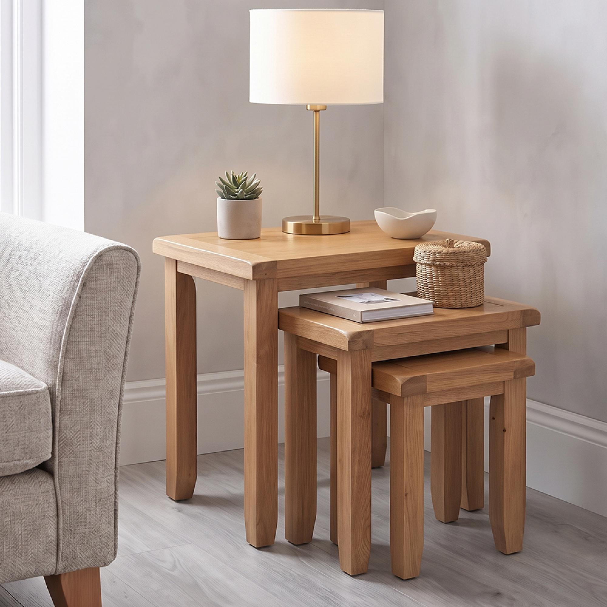 Melbourne Country Oak Nest of Table - 3 Tier - Rustic