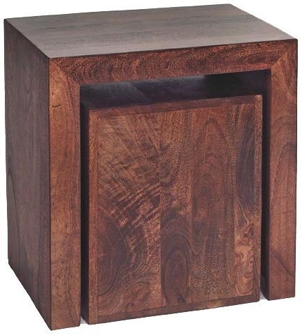Ajmer Nest of Tables - Set of 2 - Cubed - Dark Mango Wood