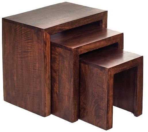 Ajmer Nest of Tables - Set of 3 - Dark Mango Wood