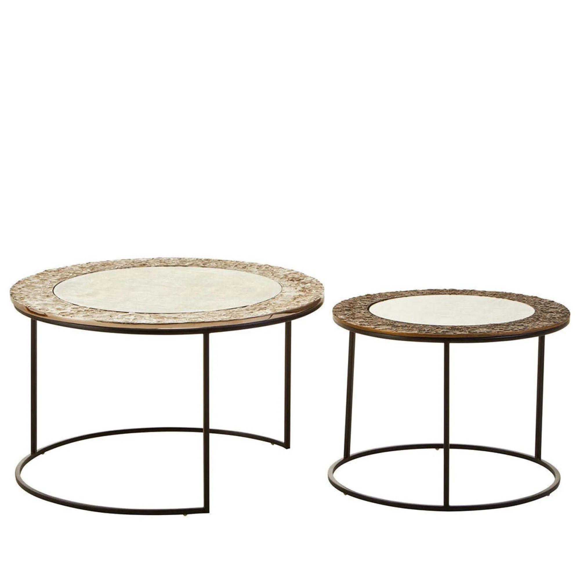 Akola Nest of 2 Tables - Round - Gold