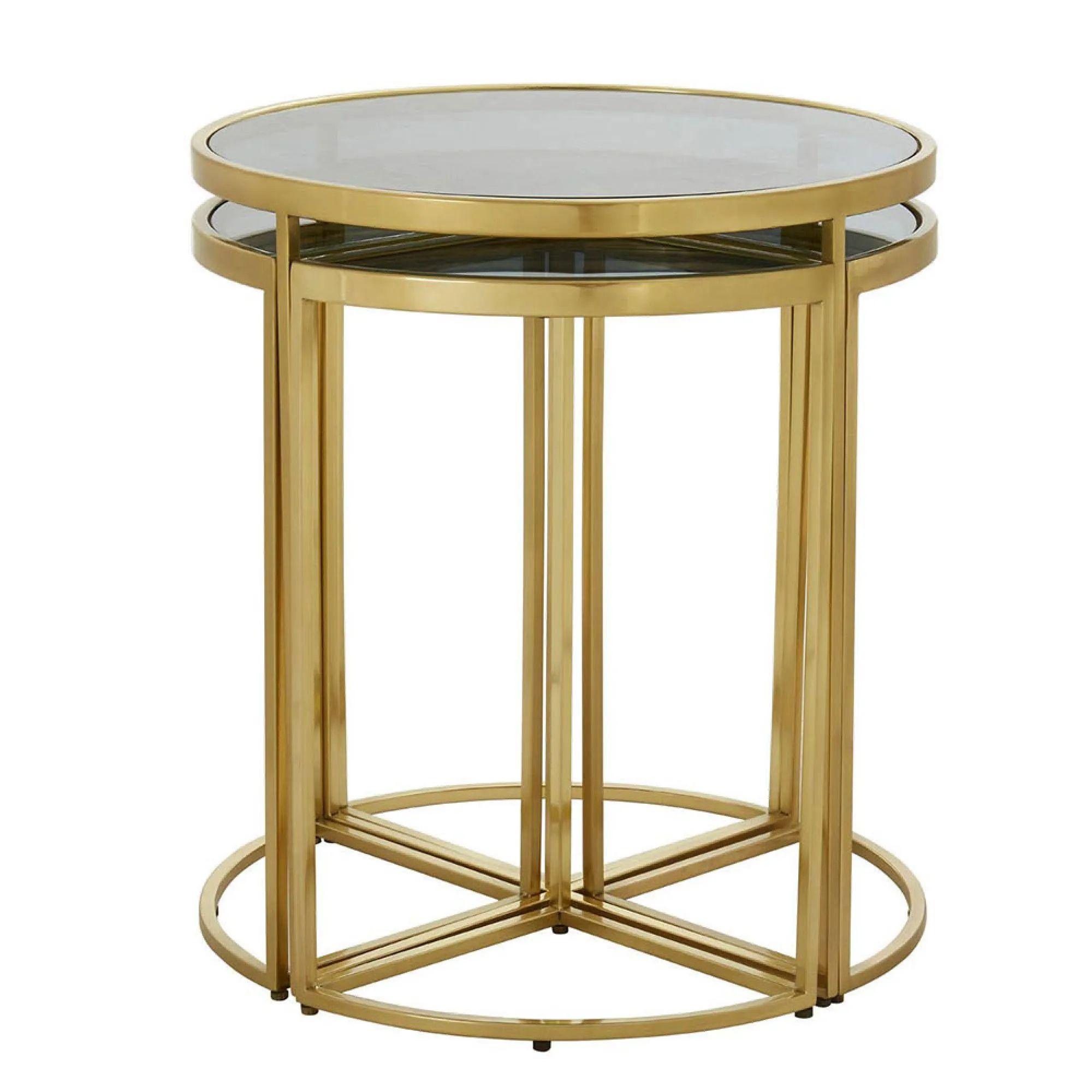 Axis Nest of 5 Tables - Clear Glass with Gold Metal