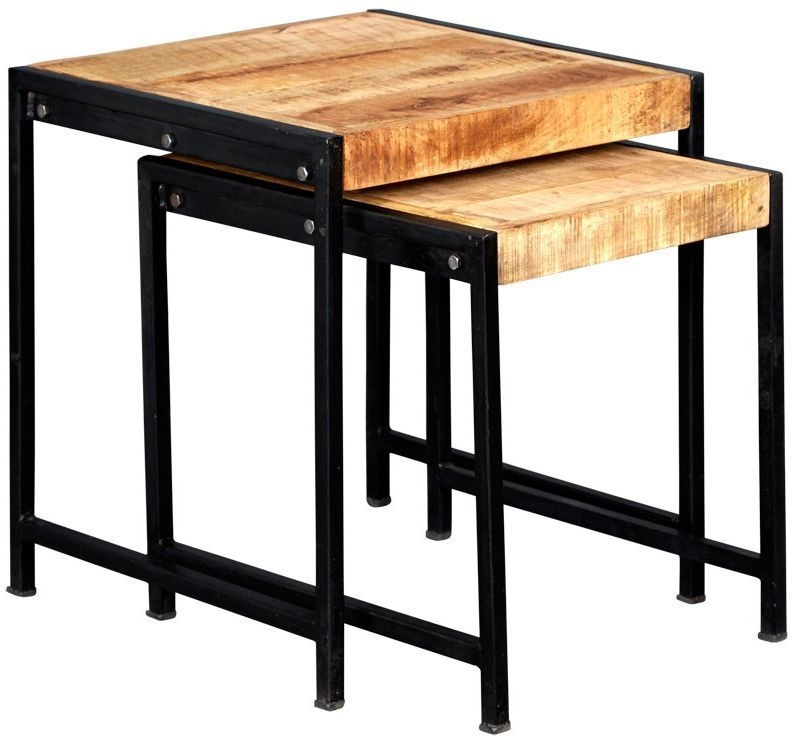 Bhuj Nest of Tables - Set of 2 - Industrial Style Wooden