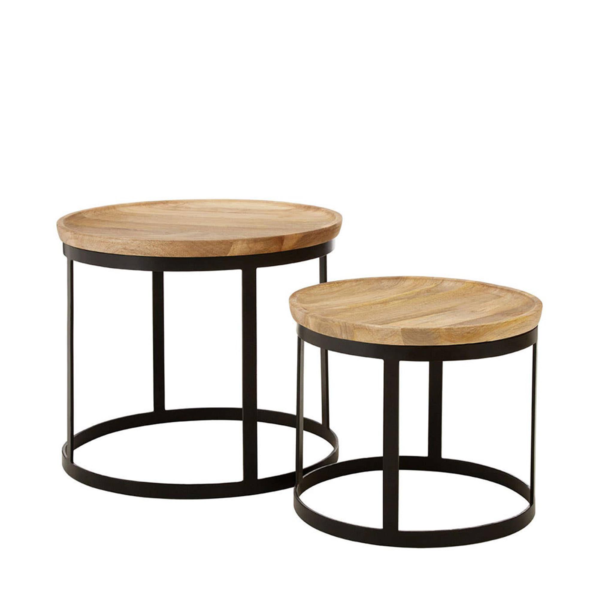 Boho Nest of 2 Tables - Round - Natural Mango Wood
