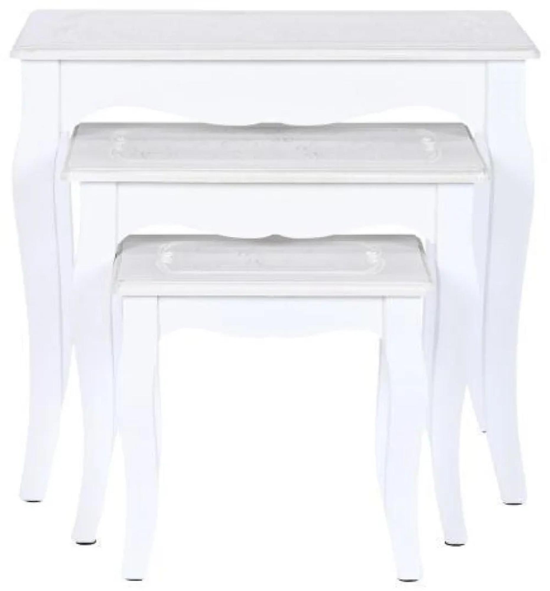 Clearance - Romantic Nest of Tables - Set of 3 - White Wood - A431