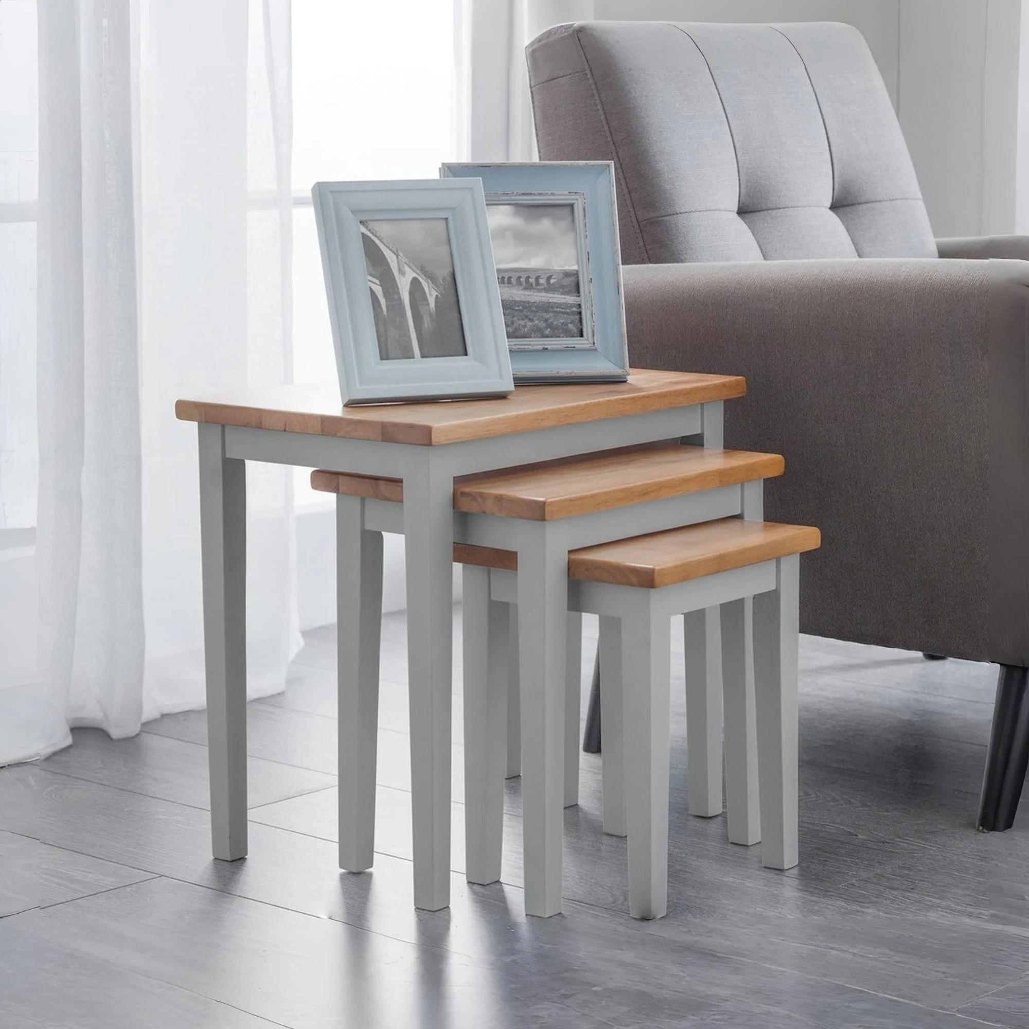 Cleo Nest of Tables - Set of 3 - Grey and Oak