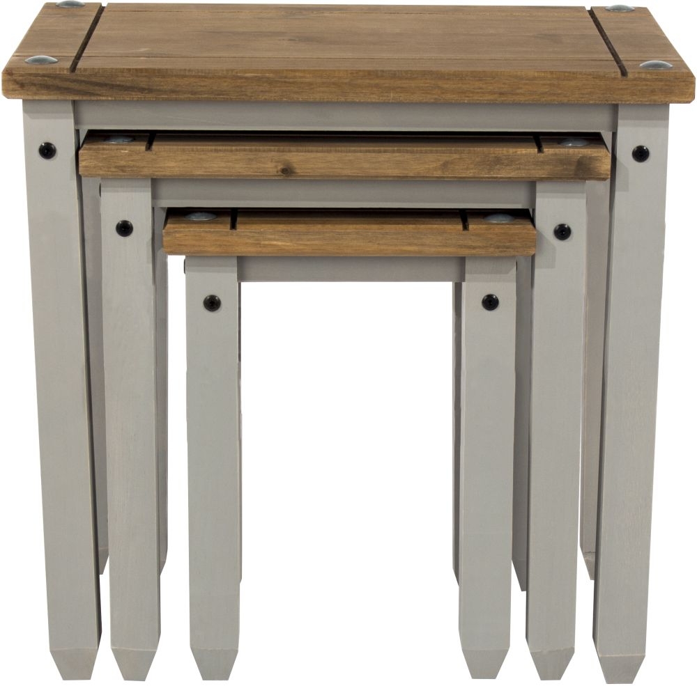 Corona Nest of Tables - Set of 3 - Grey Mexican Pine