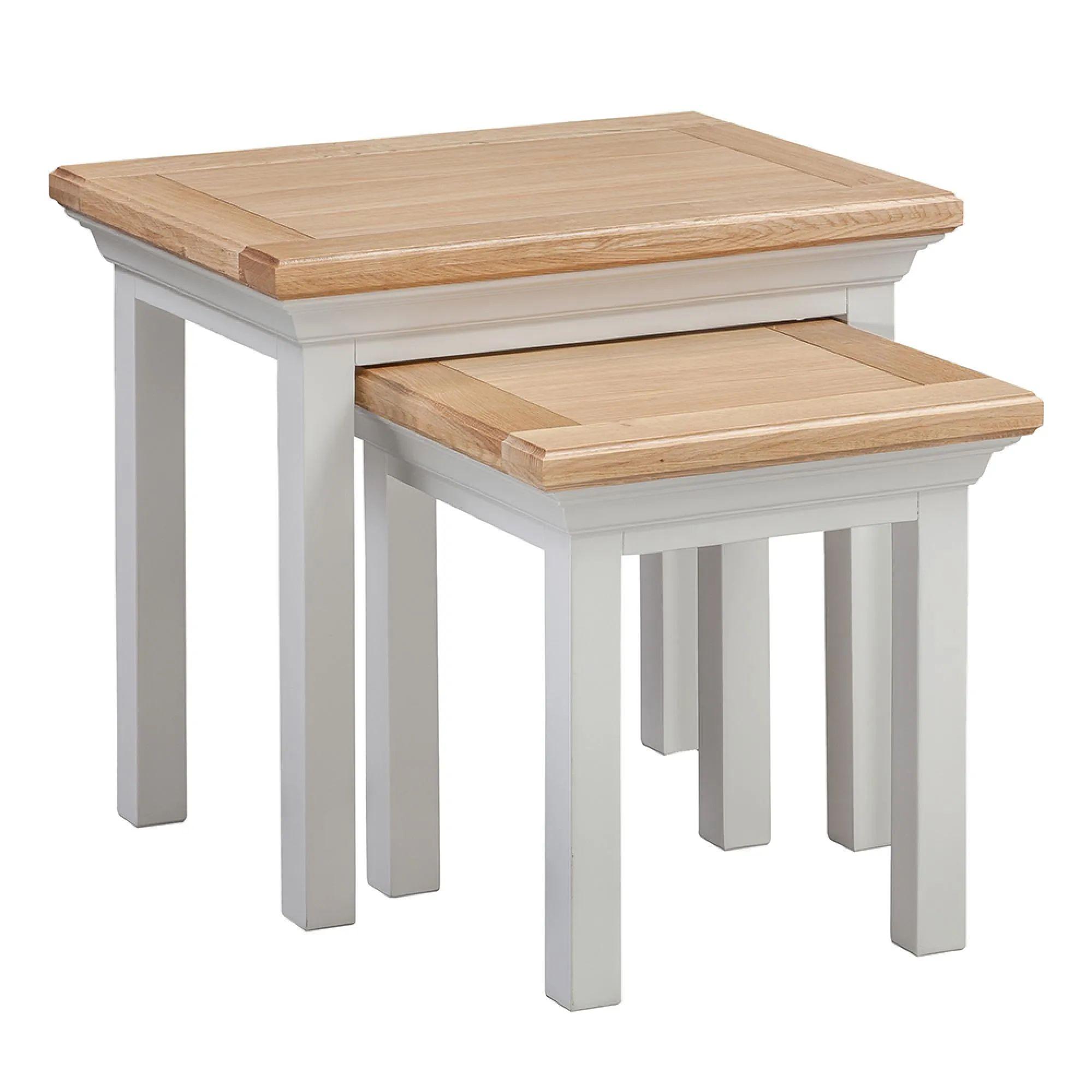 Cotswold Nest of Tables - Set of 2 - Oak and Painted