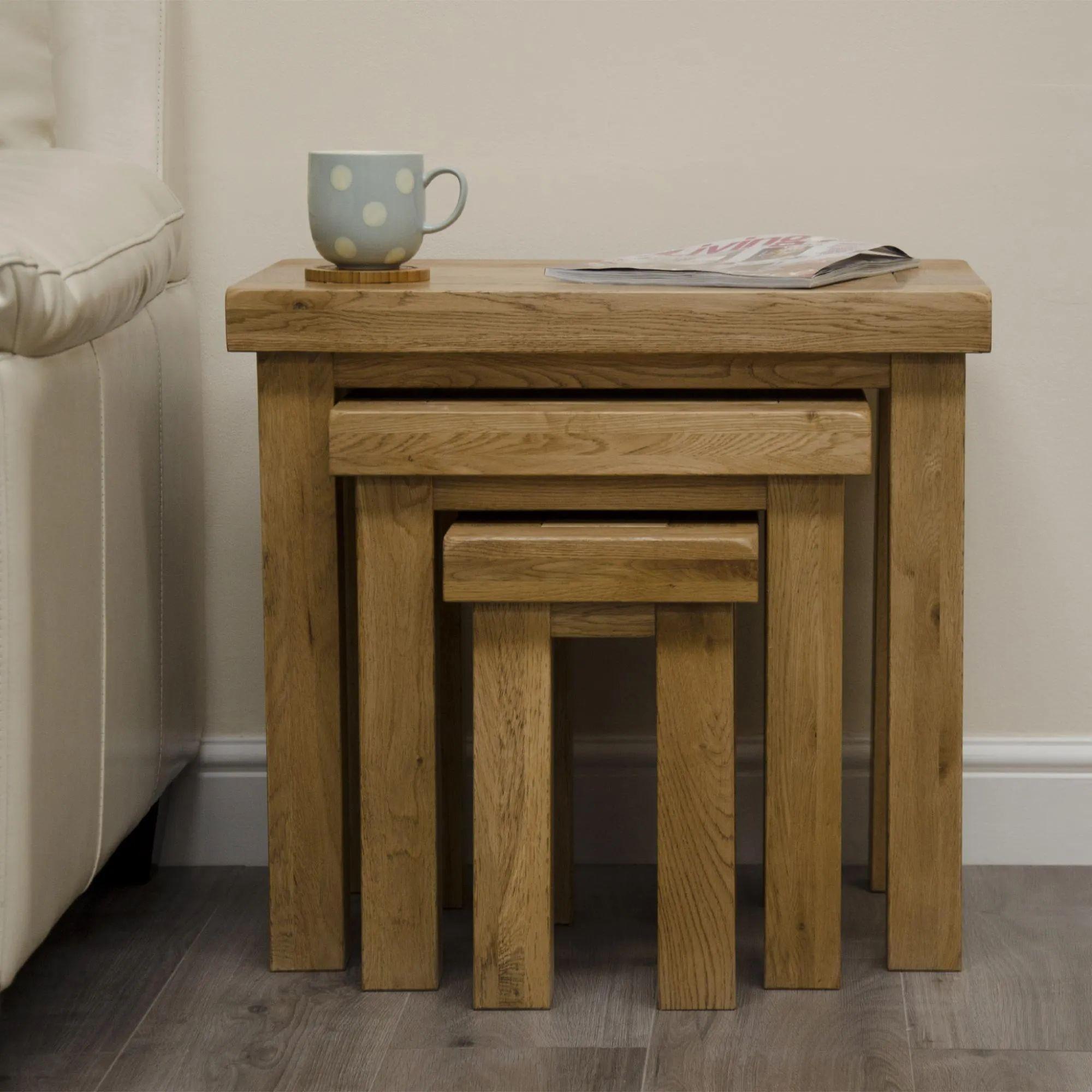 Deluxe Nest of Tables - Set of 3 - Oak