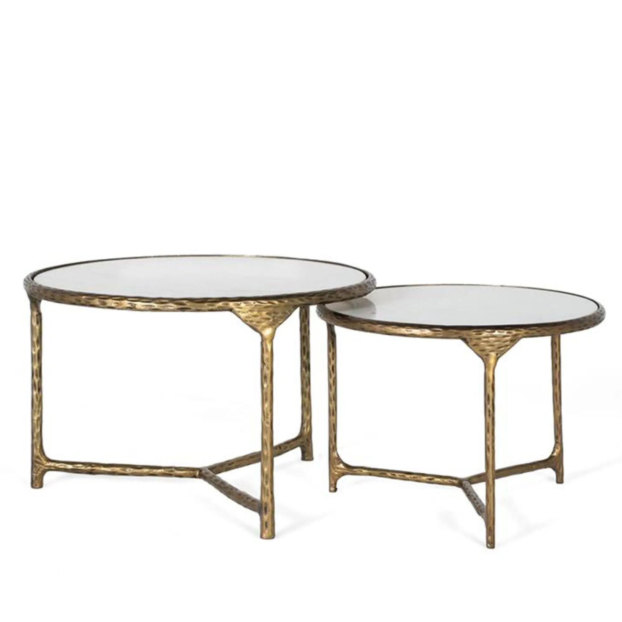 Livorno Nest of Tables - White Marble and Gold - Round - Set of 2