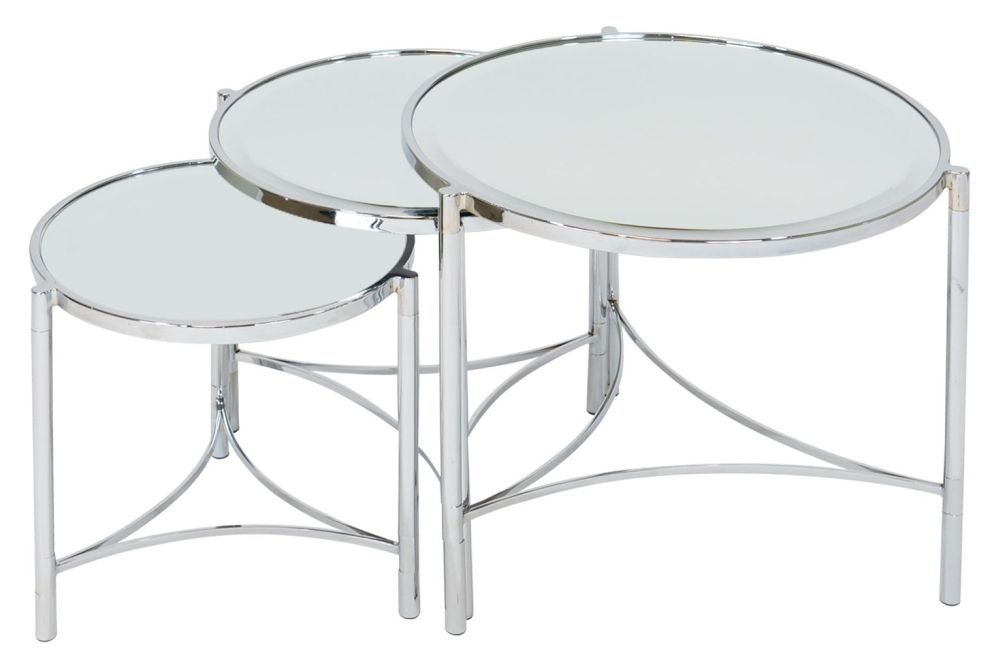 Brookville Nest of Tables - Silver Mirrored - Set of 3