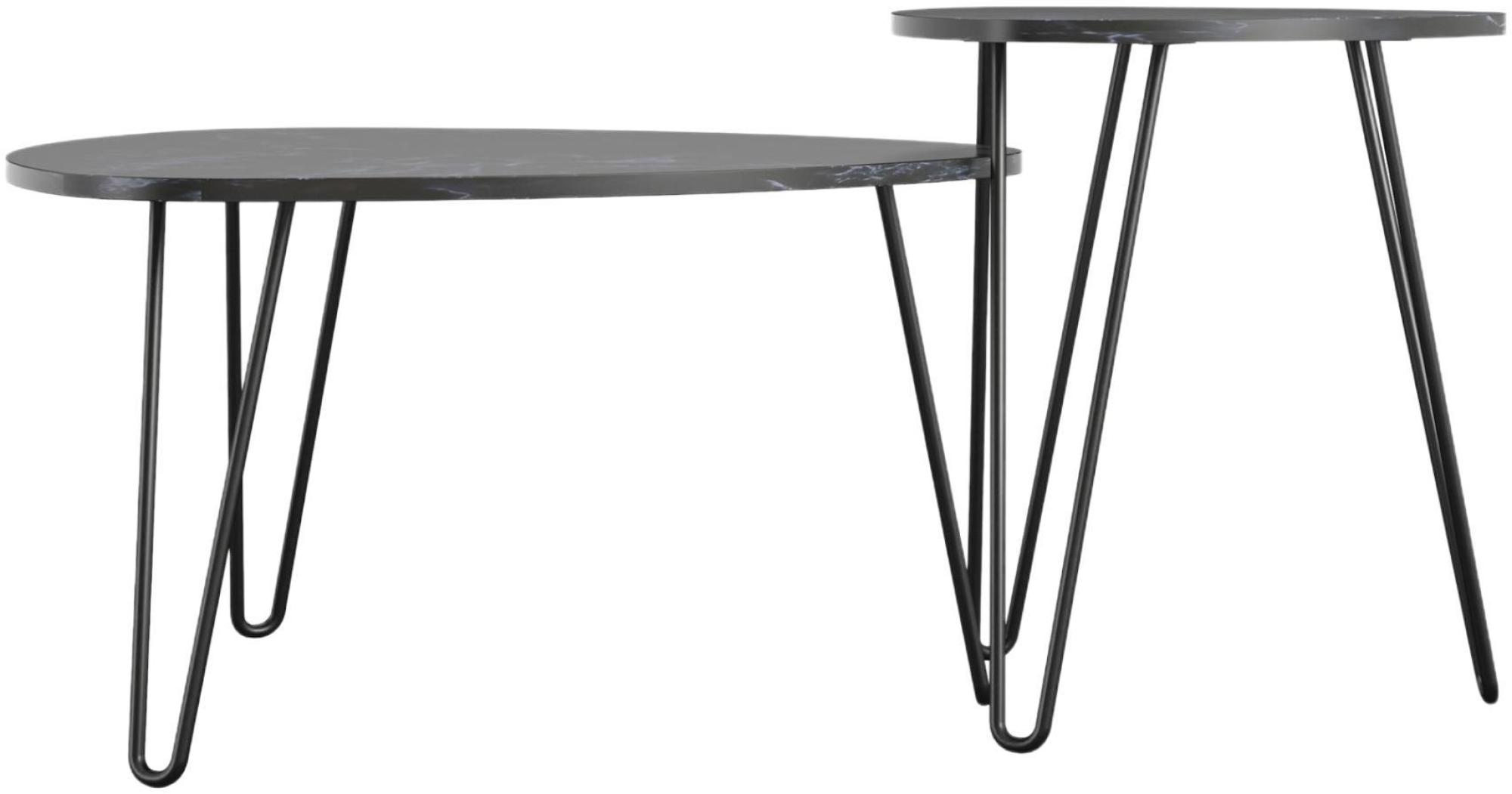 Novogratz Athena Nesting Tables - Black Marble Effect - Set of 2 - 7021899COMNUK