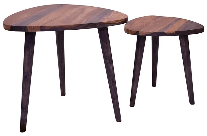 Sirani Nest of Tables - Set of 2 - Triangular - Dark Sheesham Wood