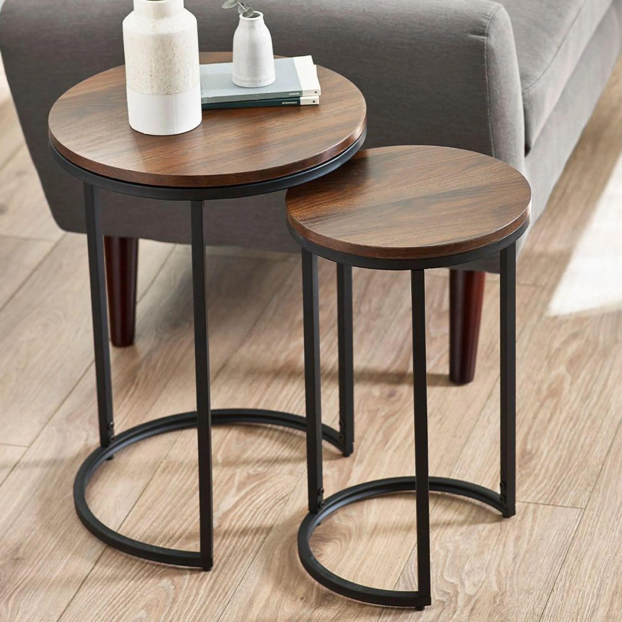 Tribeca Round Nest of Tables - Set of 2 - Walnut