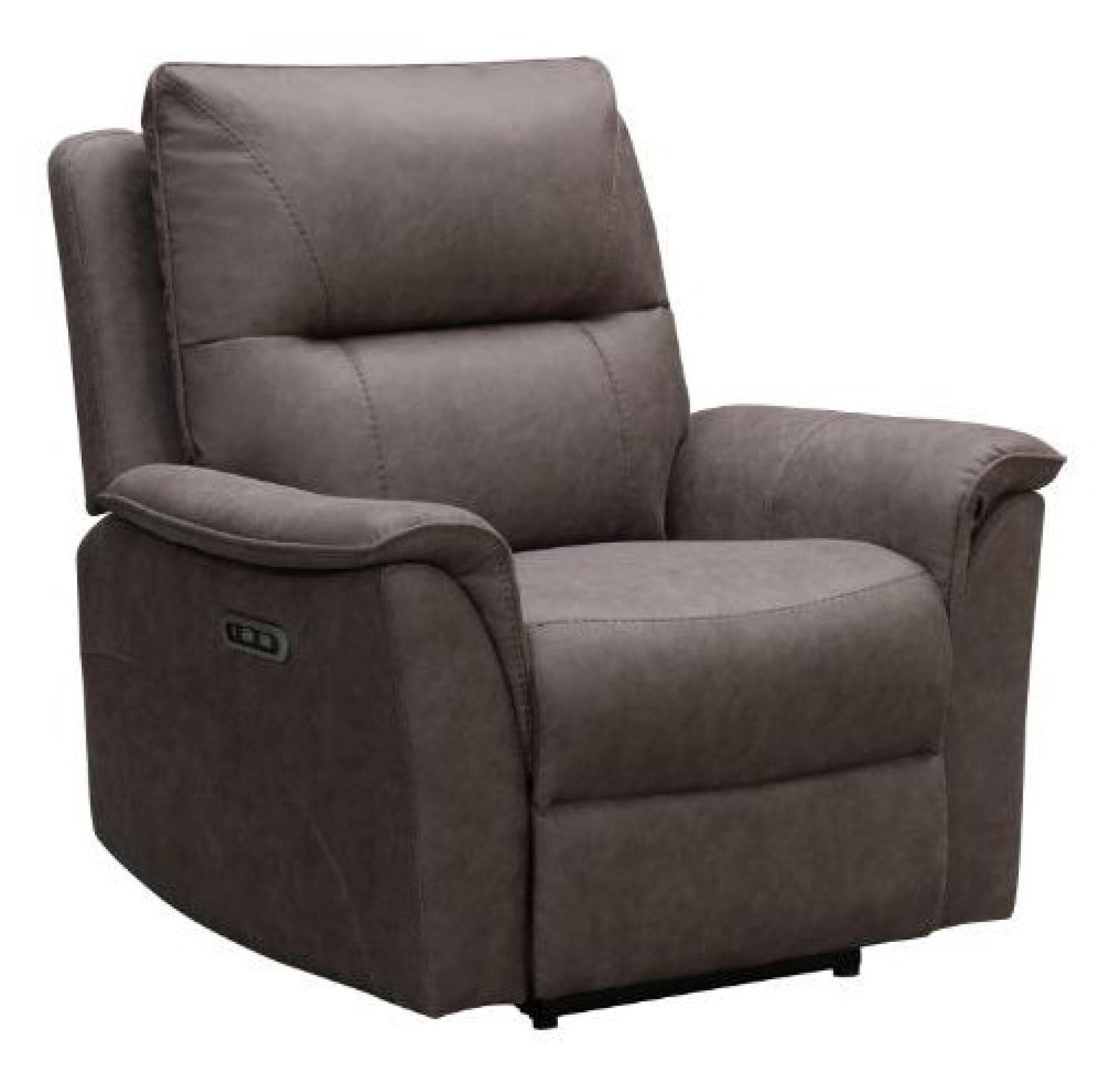 Kansas Power Recliner Chair - Truffle Grey Faux Leather