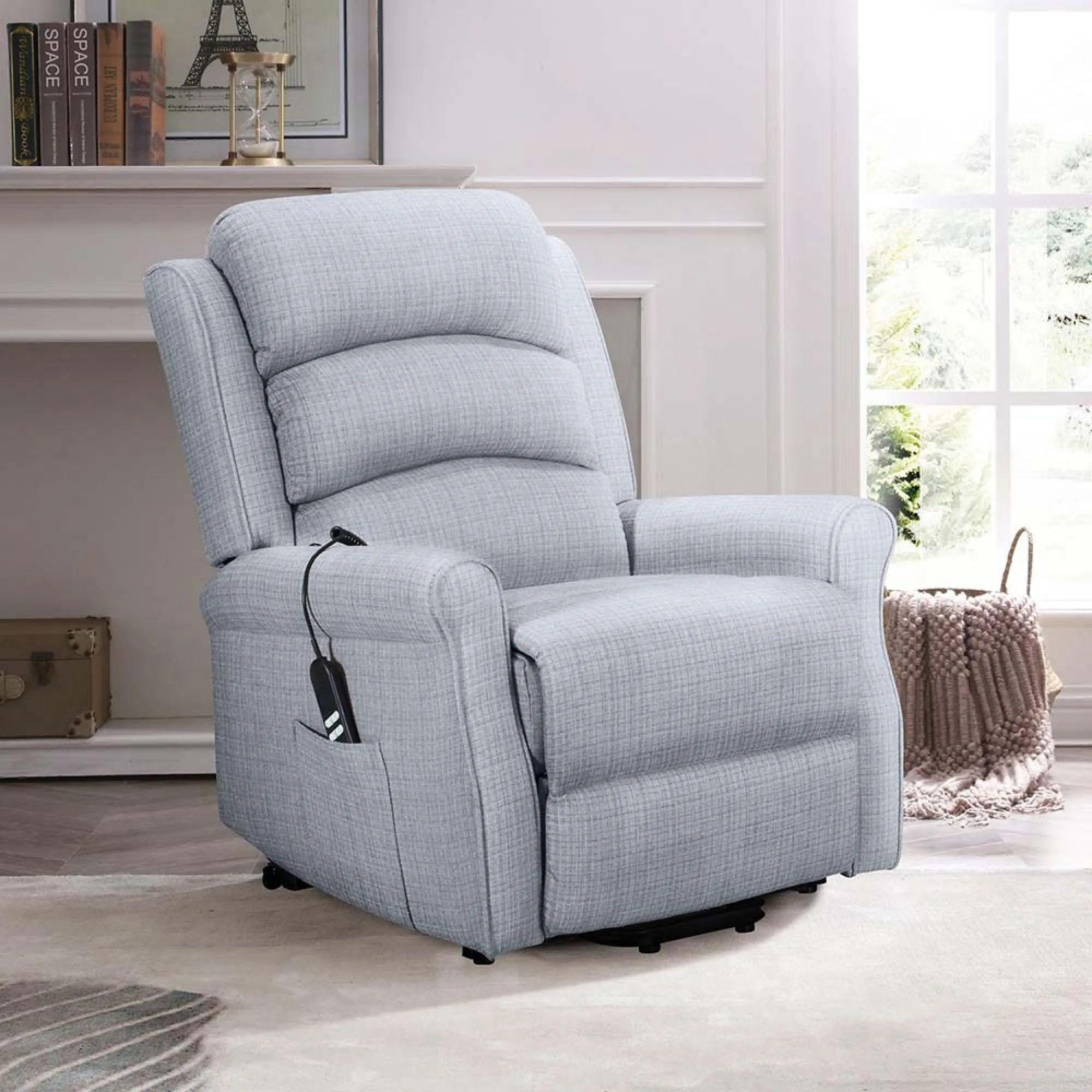 Baxter Electric Recliner Chair - Hebe Grey Textured Chenille