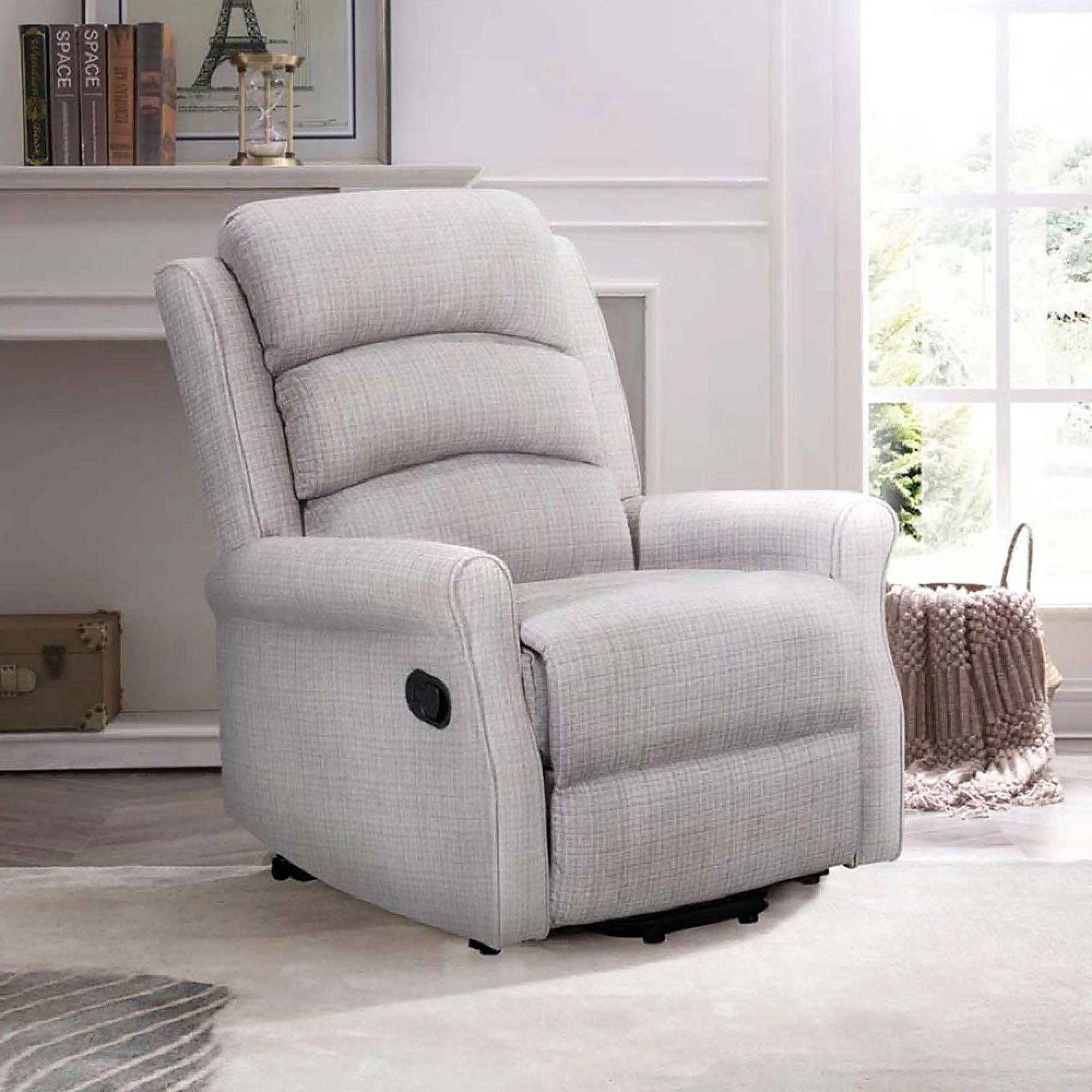 Baxter Manual Recliner Chair - Hebe Natural Textured Chenille
