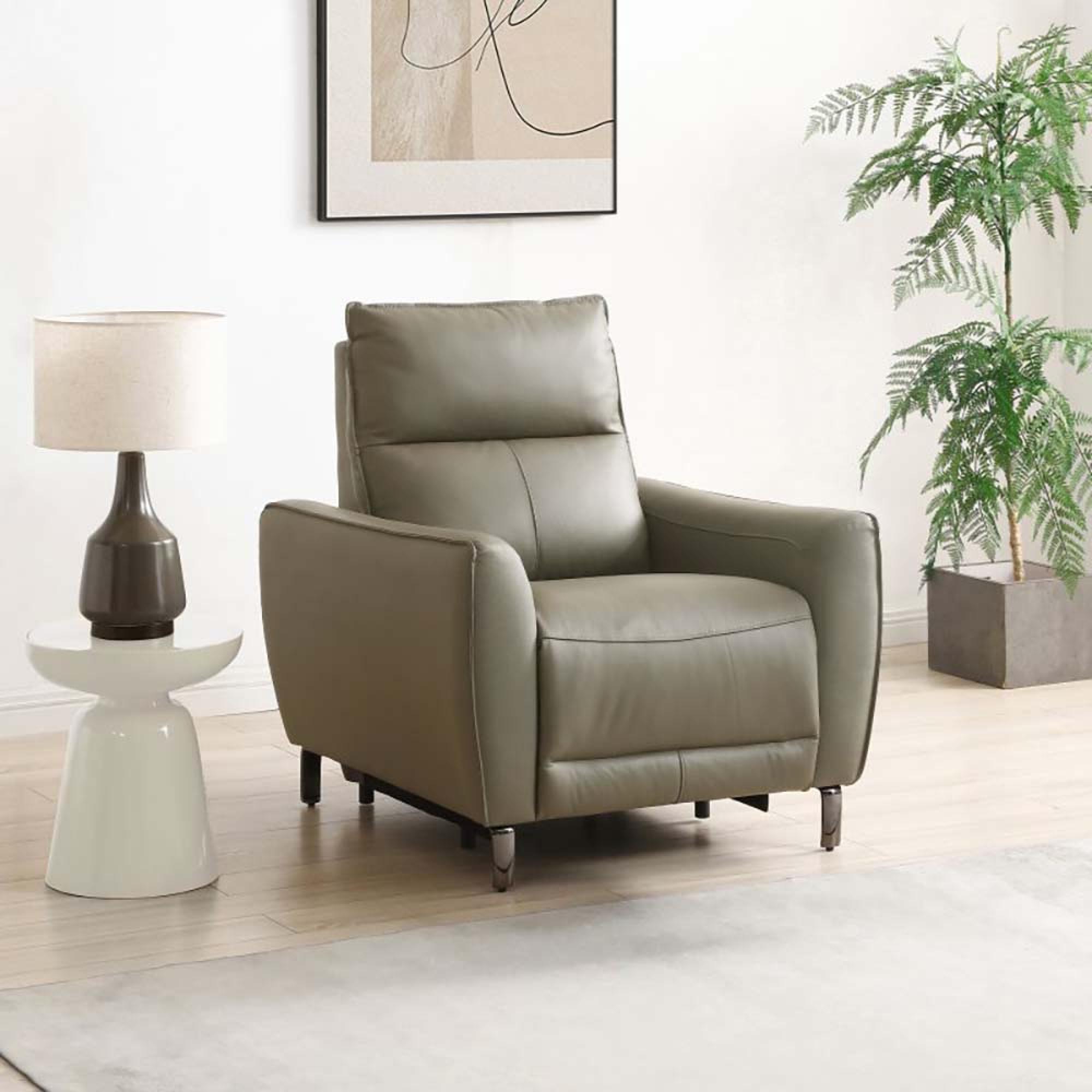 Brooke Electric Recliner Armchair - Taupe Leather