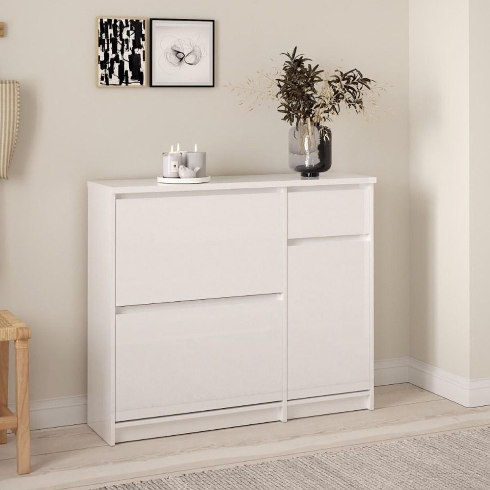 Naia Shoe Cabinet - 2 Door - 2 Drawer - White Gloss