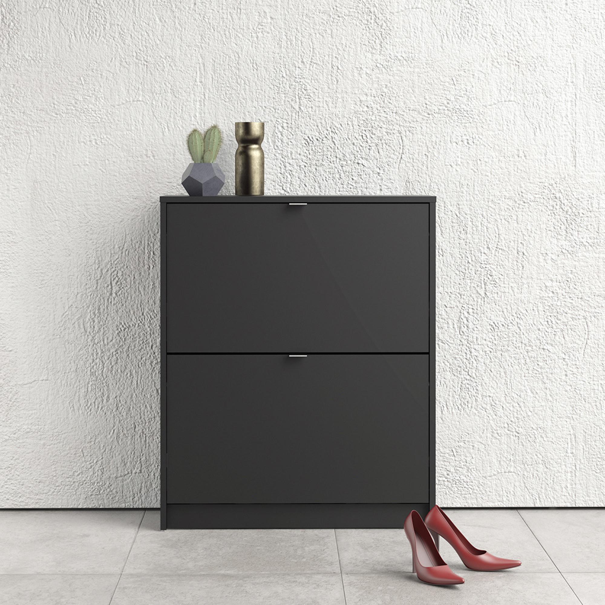 Shoe Cabinet - 2 Drawer - Black