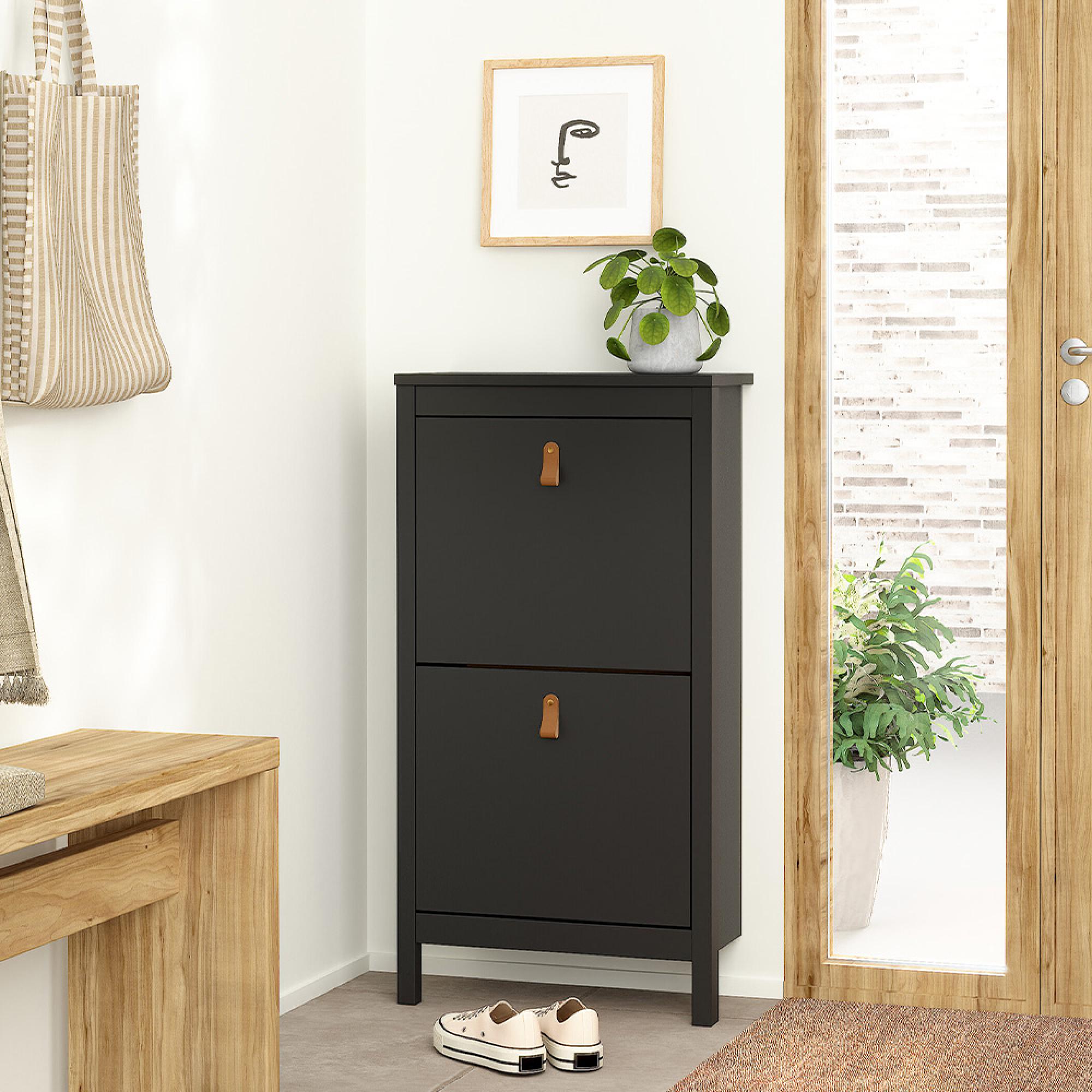 Barcelona Shoe Cabinet - 2 Door - Matt Black