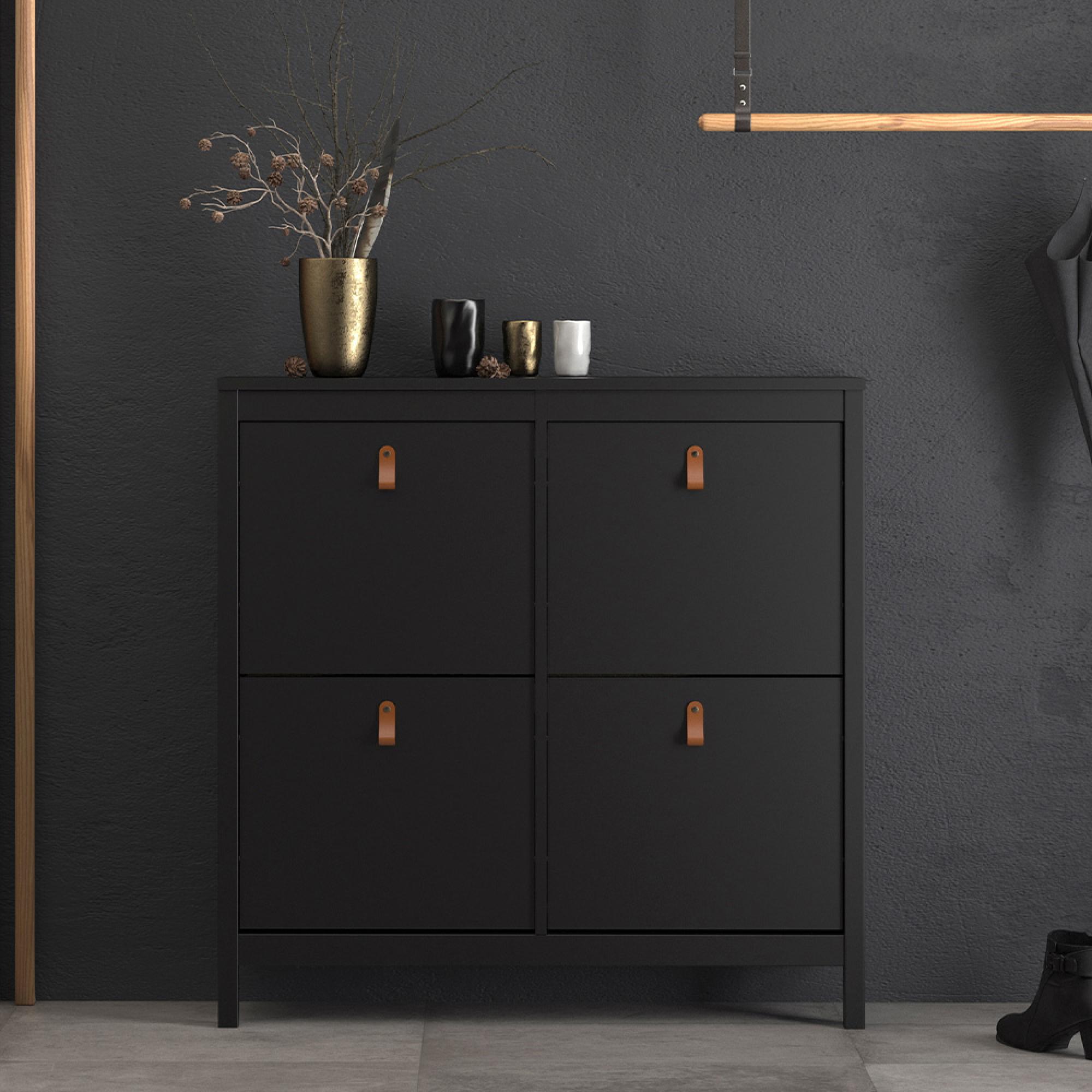 Barcelona Shoe Cabinet - 4 Drawer - Black