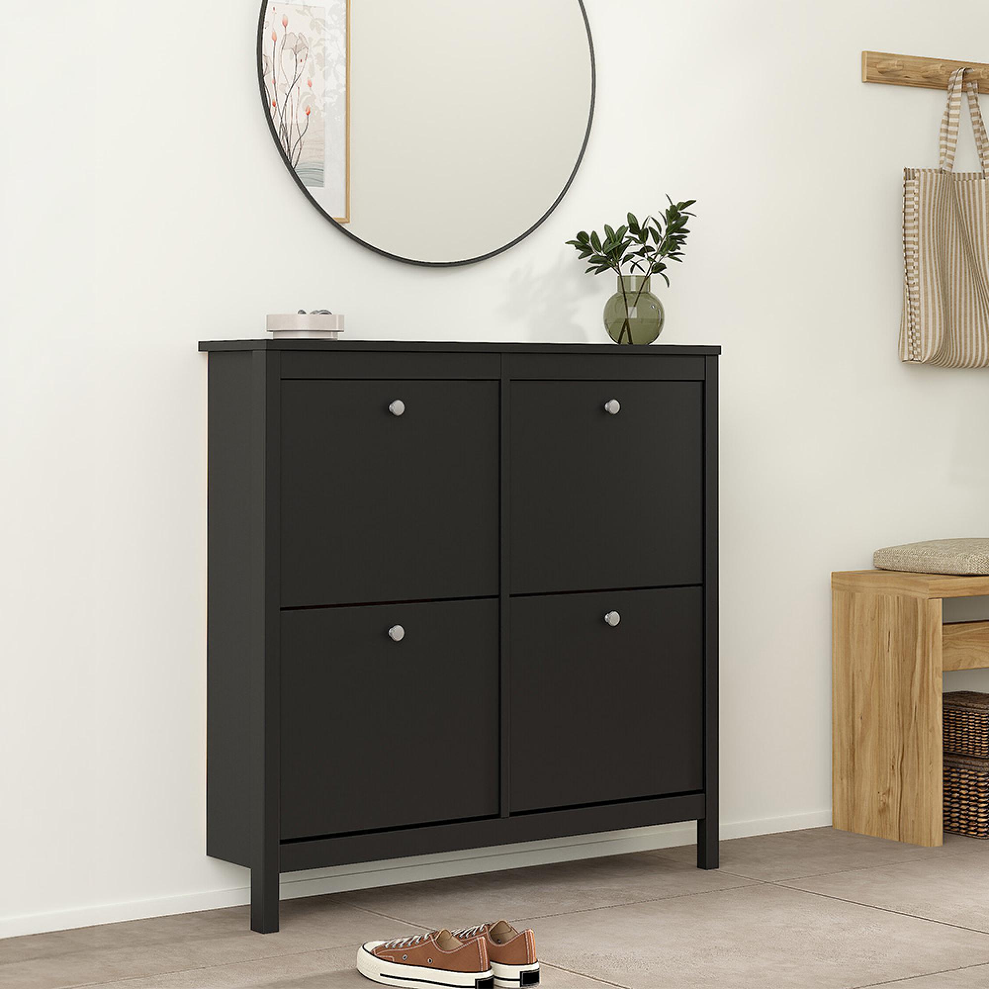 Madrid Shoe Cabinet - 4 Drawer - Black