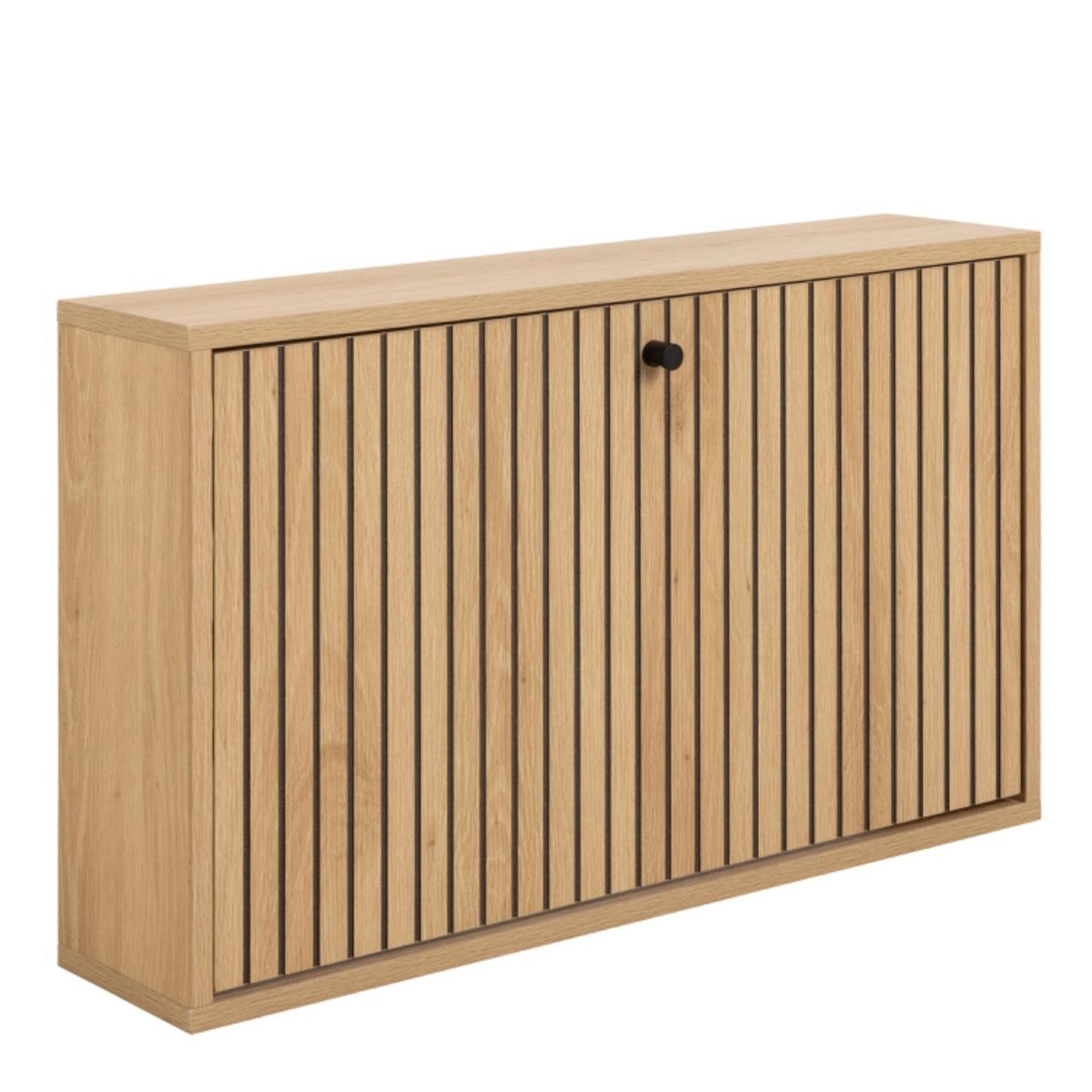 Albany Shoe Cabinet - Flip Down Door - Oak Ribbed