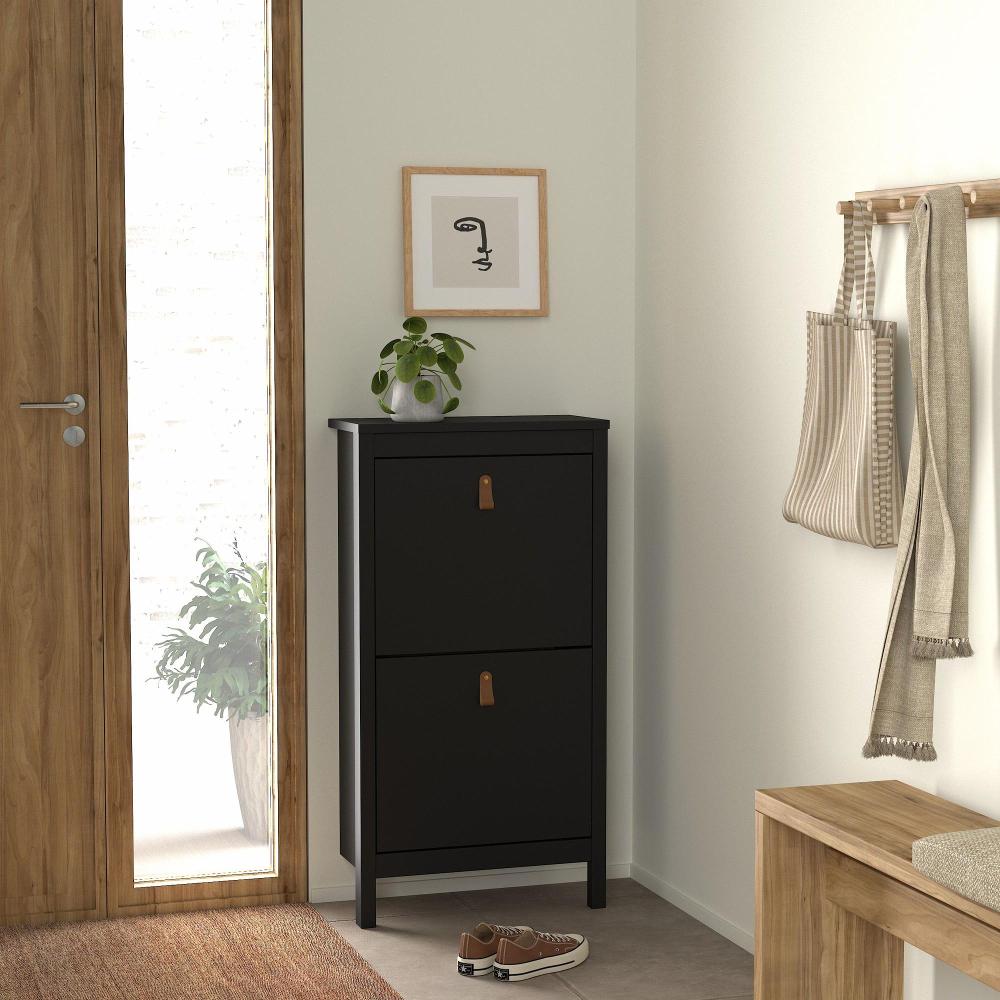 Barcelona Shoe Cabinet - 2 Door - Matt Black