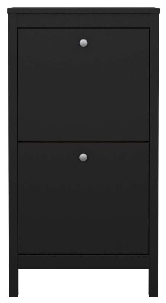 Madrid Shoe Cabinet - 2 Drawer - Door - Black
